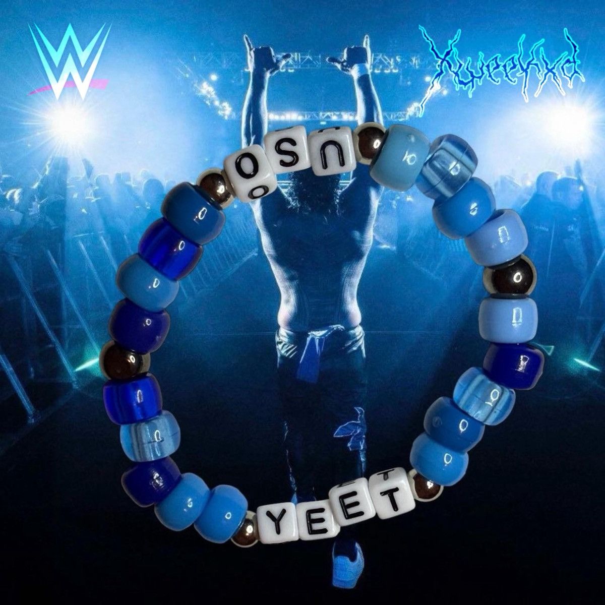 Handmade JEY USO WWE X XWEEKXD TWOFER DESIGN KANDI BEADED BRACELET Size ONE SIZE - 1 Thumbnail