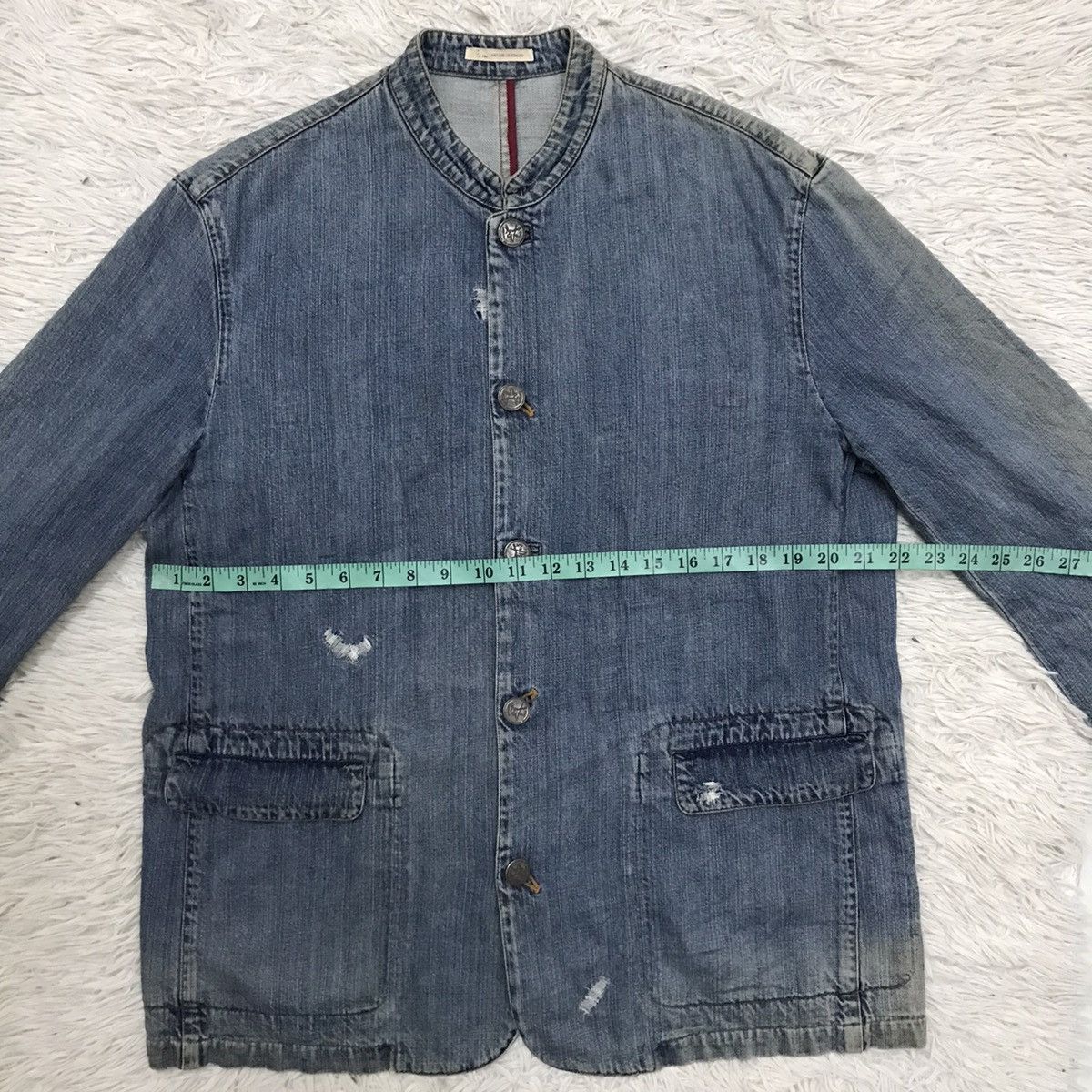 Japanese Brand Vintage Distressed Papas Tartan Neck Chore Jacket Denim Size US M / EU 48-50 / 2 - 20 Thumbnail