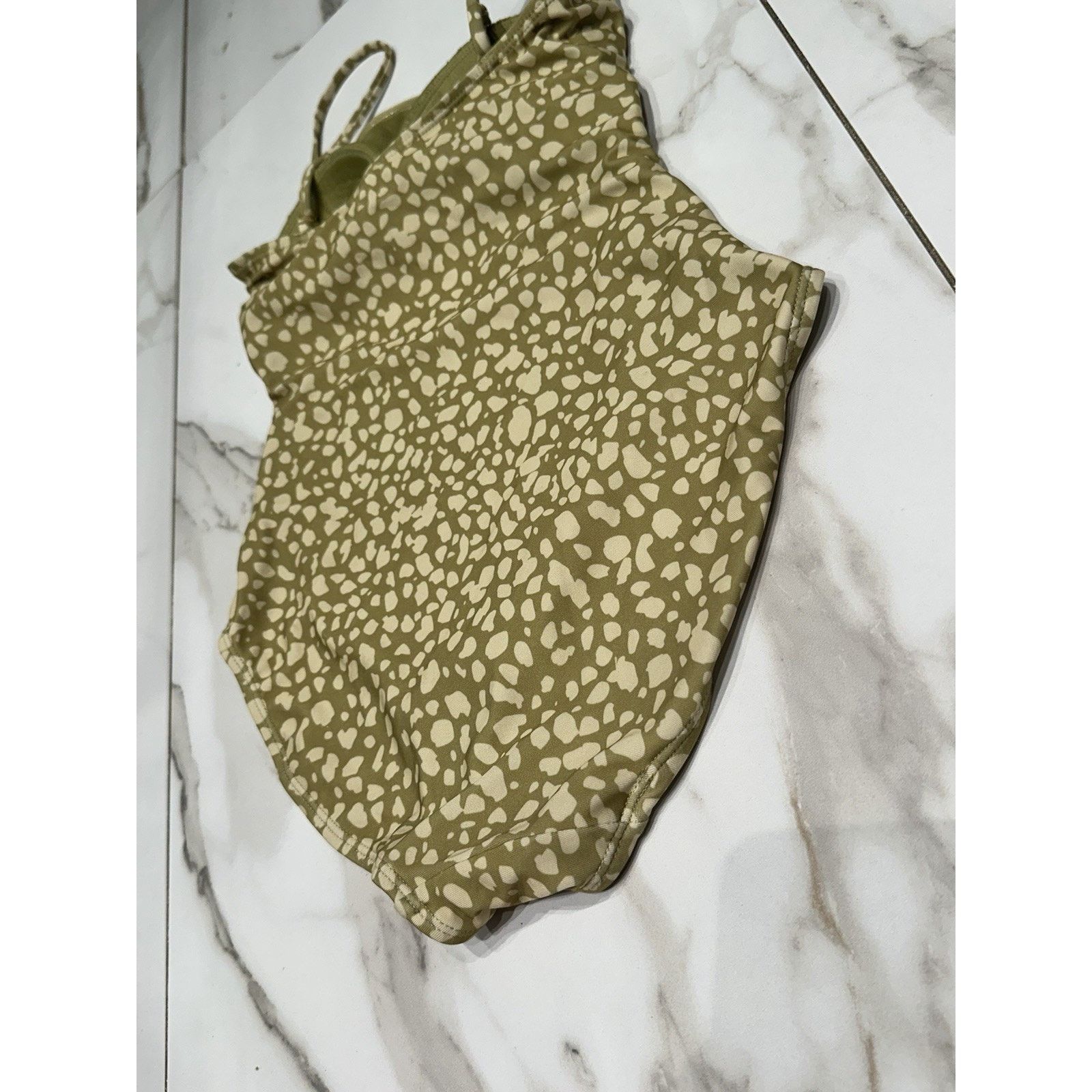 Primark Primark One Piece Bandeau Control Green Dot Print Swimsuit Size ONE SIZE - 10 Thumbnail
