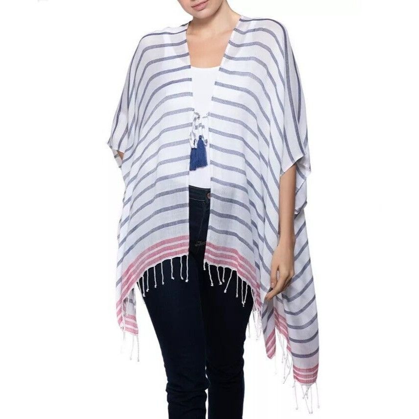 Other INC International Concepts Striped Tie Topper, White/ Navy, Size ONE SIZE - 2 Thumbnail