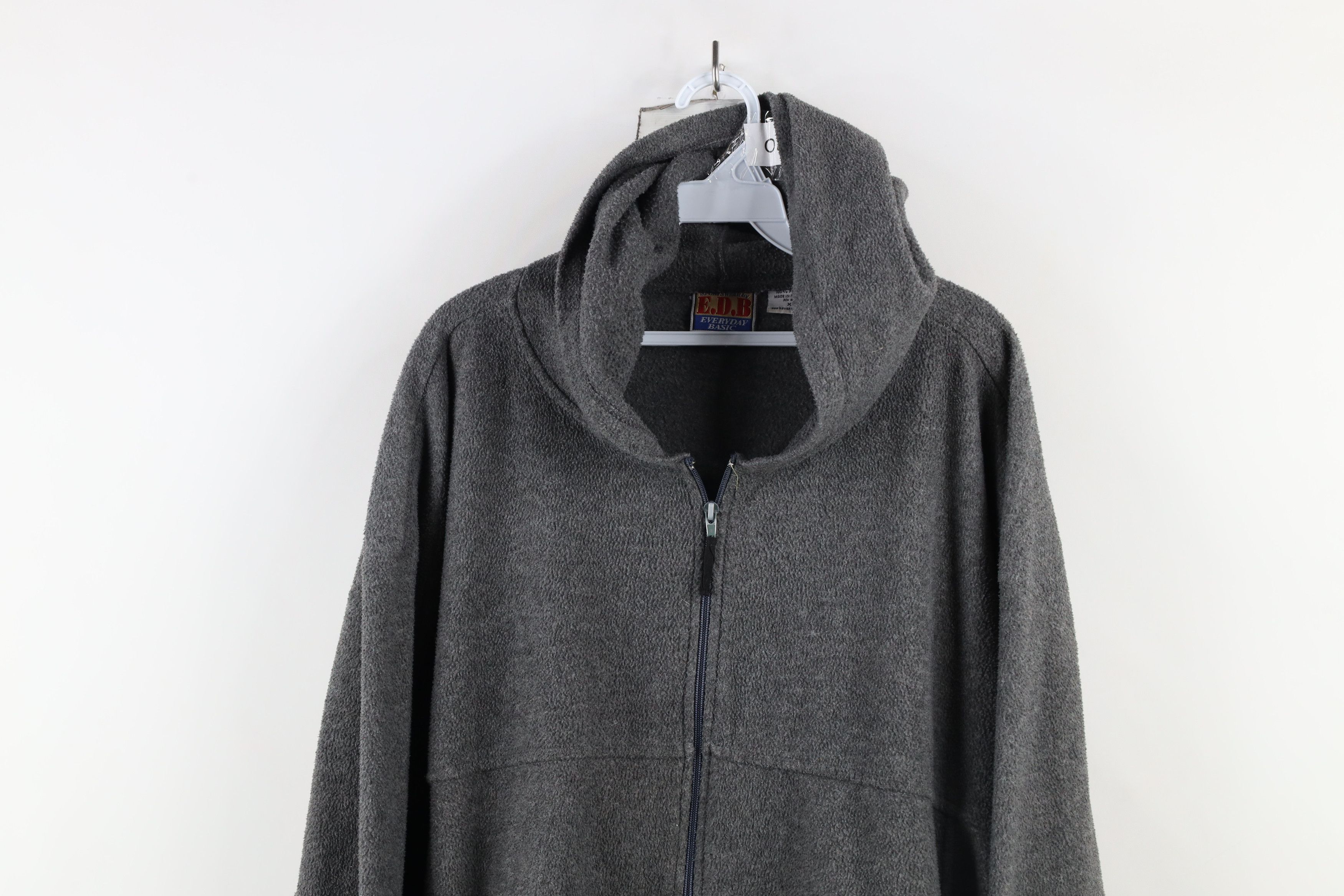 Vintage Vintage 90s Streetwear Blank Fleece Full Zip Hoodie Gray Size US XXL / EU 58 / 5 - 2 Thumbnail