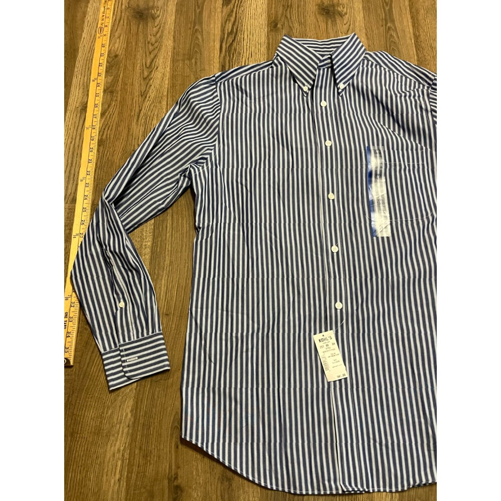 Vintage Croft & Barrow Shirt Men's 15.5 34/35 Blue White Striped Button Down Classic Size US L / EU 52-54 / 3 - 3 Thumbnail