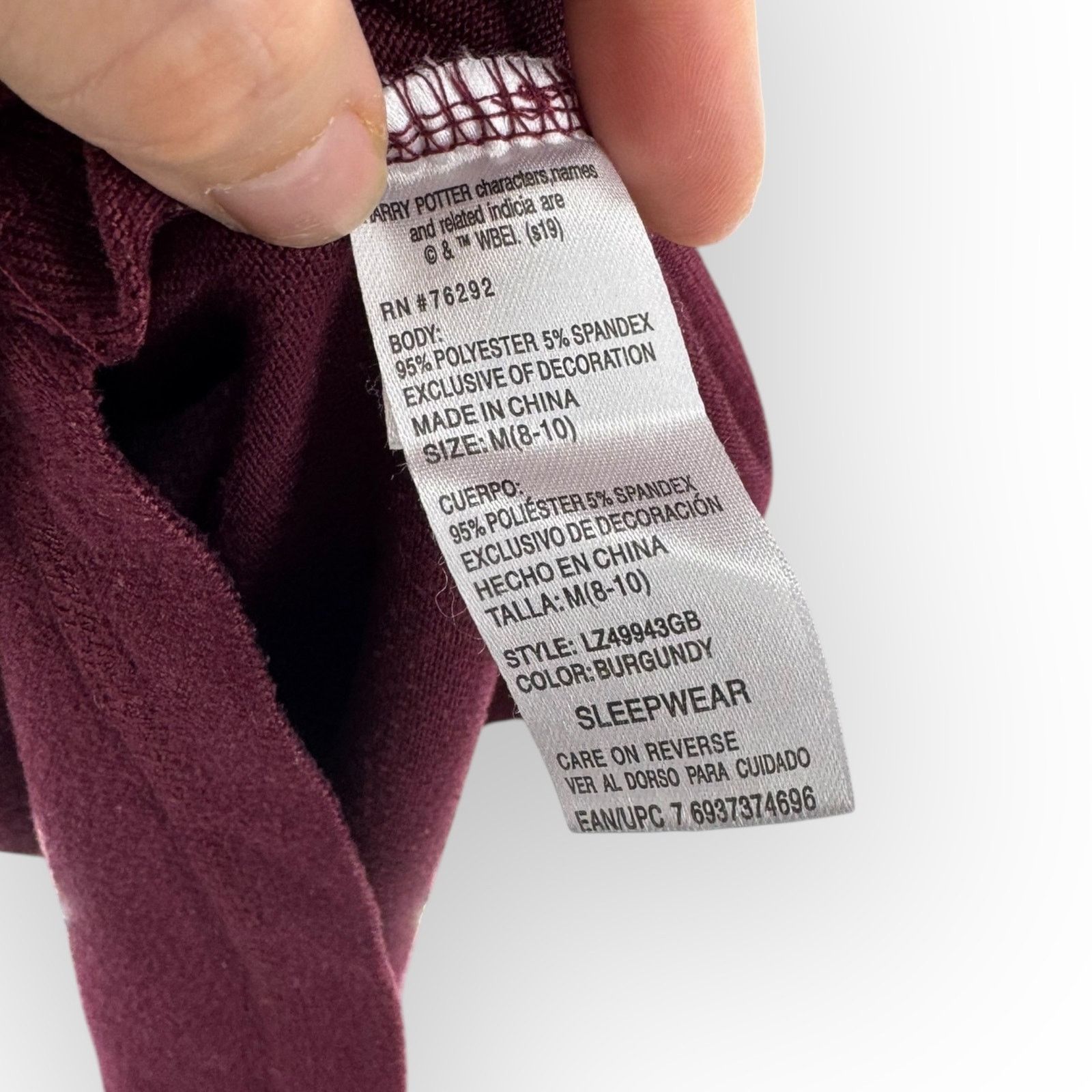 Universal Studios Harry Potter Hogwarts Is My Home Sleep Shirt Burgundy M Size M / US 6-8 / IT 42-44 - 6 Thumbnail
