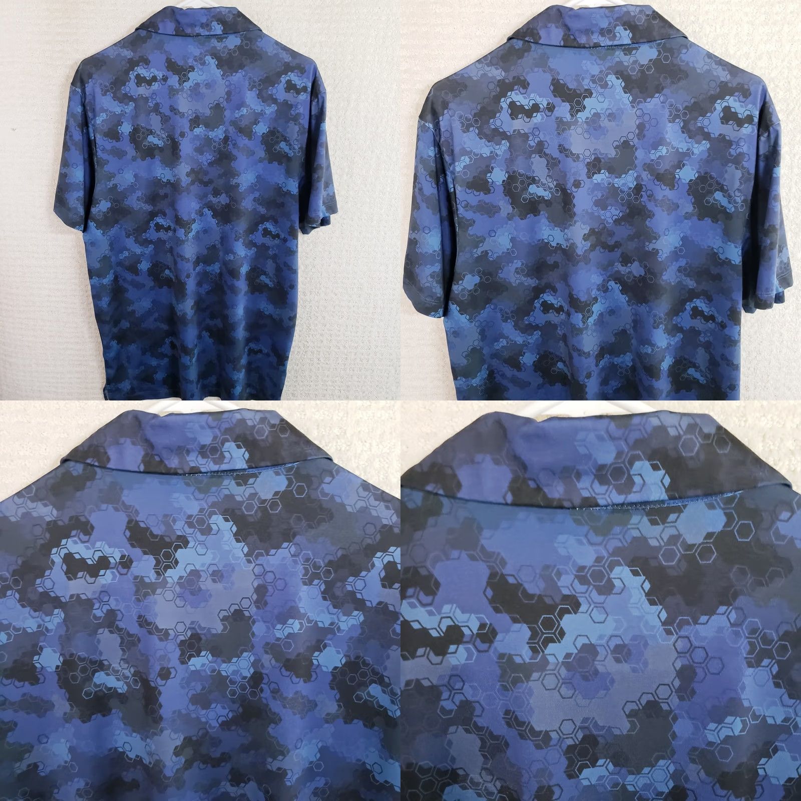Vintage YATTA Men's M Blue Digital Camo Golf Polo Shirt Stretch Wicking UPF 40 Size US M / EU 48-50 / 2 - 8 Thumbnail