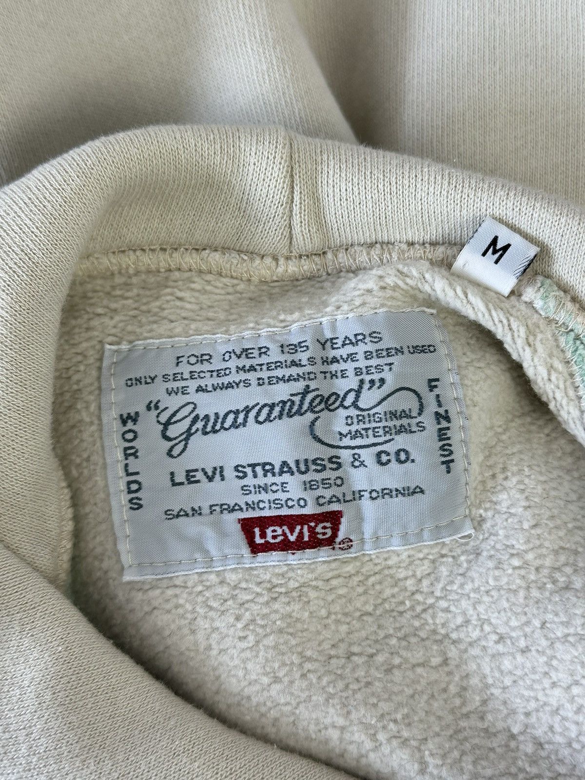 Levi's Vintage Levi’s Print Logo Distressed Ivory Women’s Hoodie Size M / US 6-8 / IT 42-44 - 7 Thumbnail