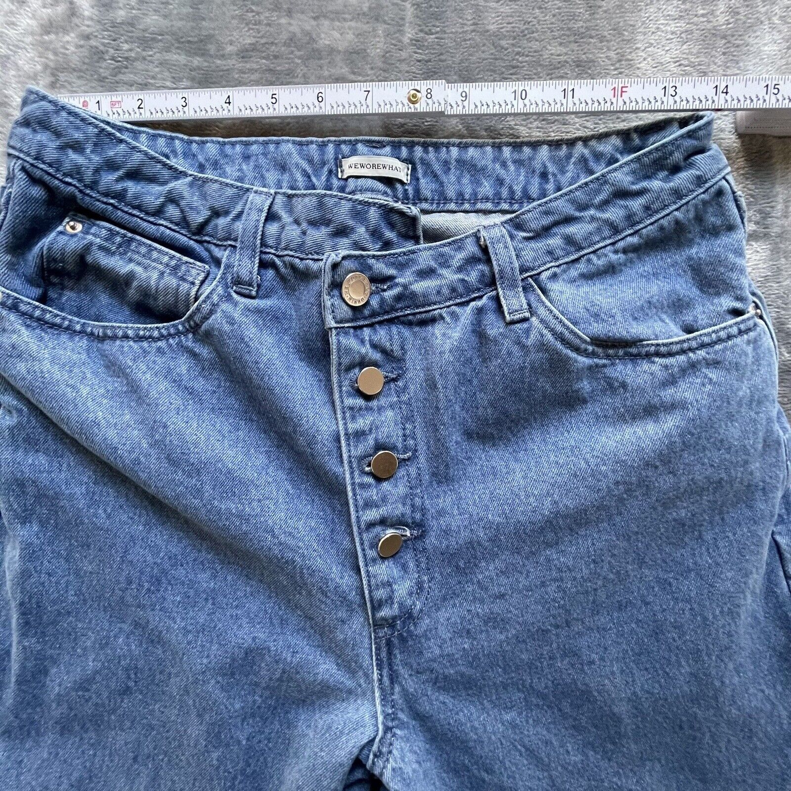 WeWoreWhat We Wore What Jeans Womens 29 Criss Cross Button Fly Straight Size 29" - 4 Thumbnail