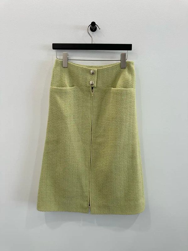 Chanel Chanel Green Wool Midi Skirt 0089 Size 24" / US 00 / IT 34 - 1 Thumbnail