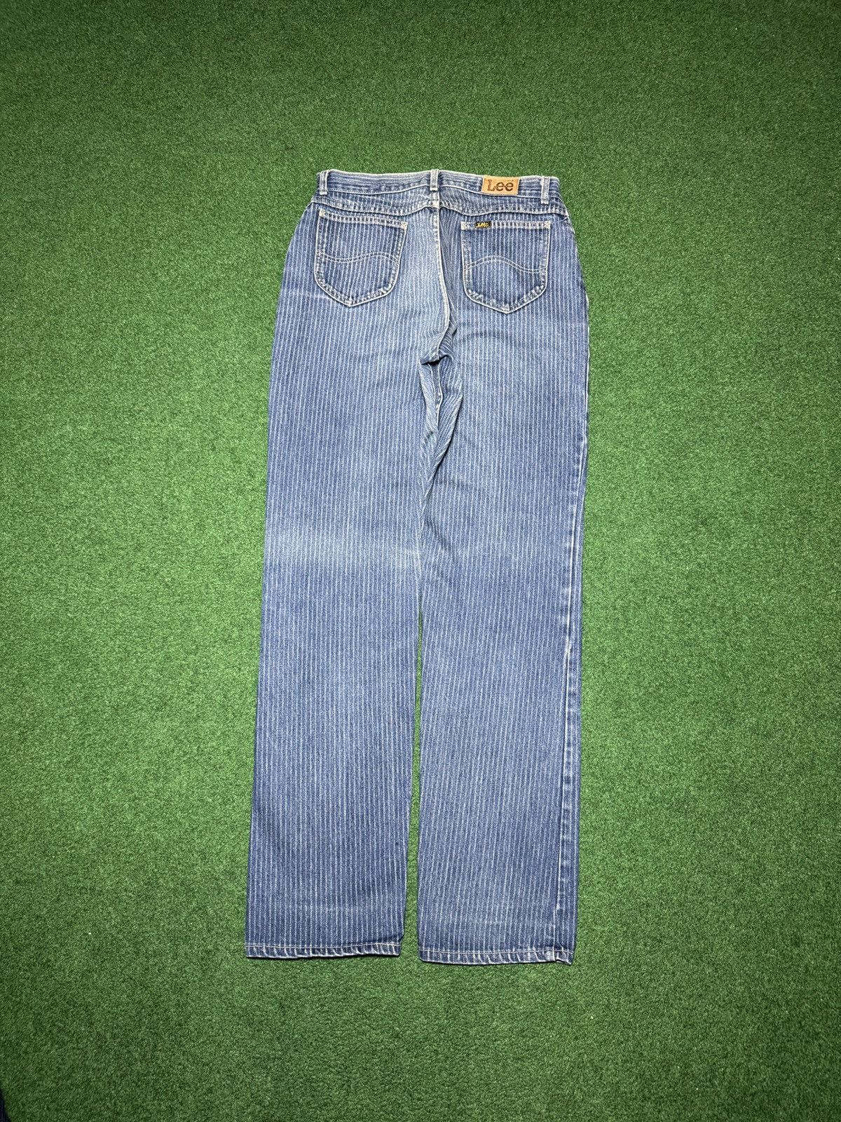 Lee Vintage 80s Lee Railroad Pinstripe 32x34 High Waisted Jeans Size 40" / US 18 - 1 Thumbnail