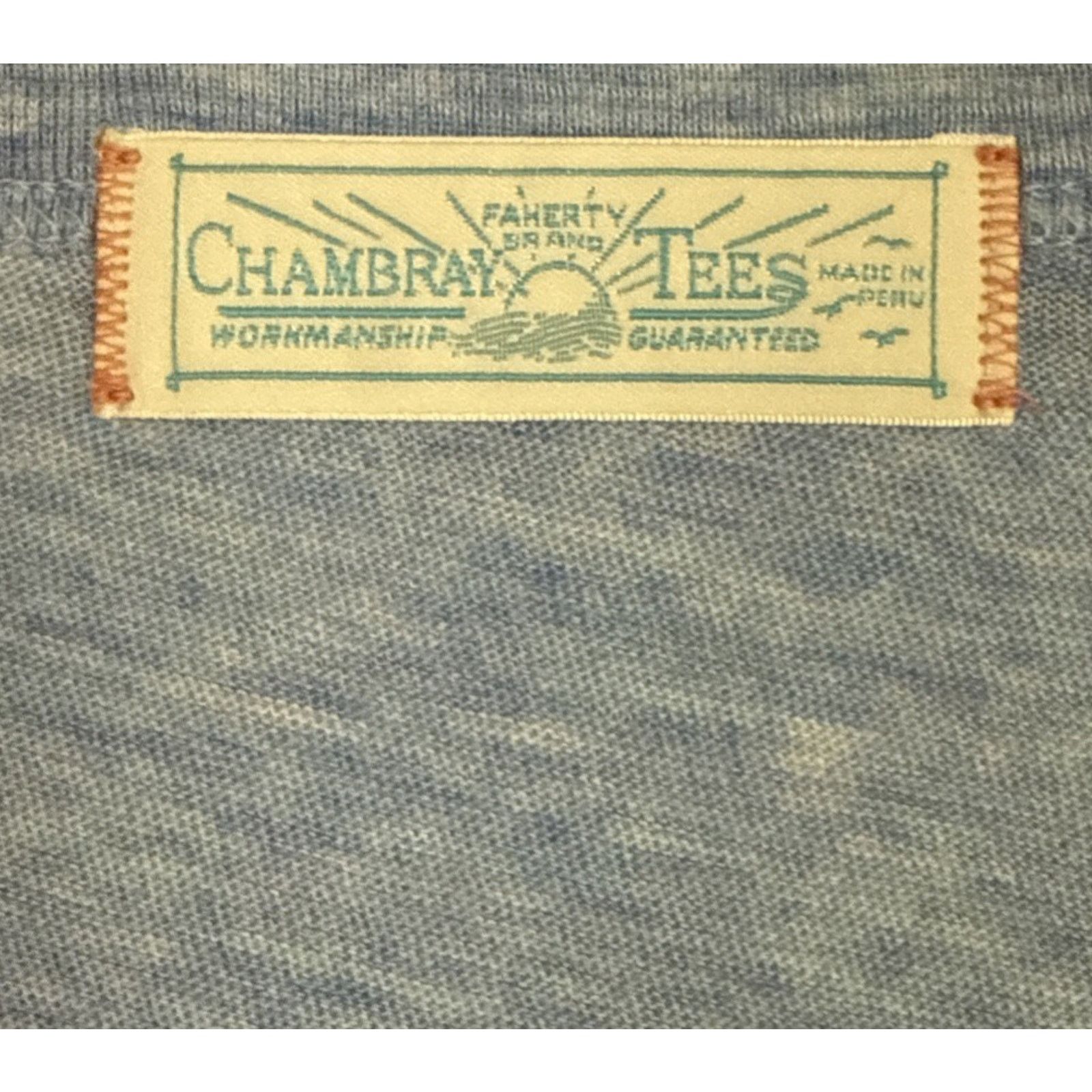Faherty Faherty Vintage Chambray Tee Mens XXL Blue Heather Cotton Size US XXL / EU 58 / 5 - 2 Thumbnail