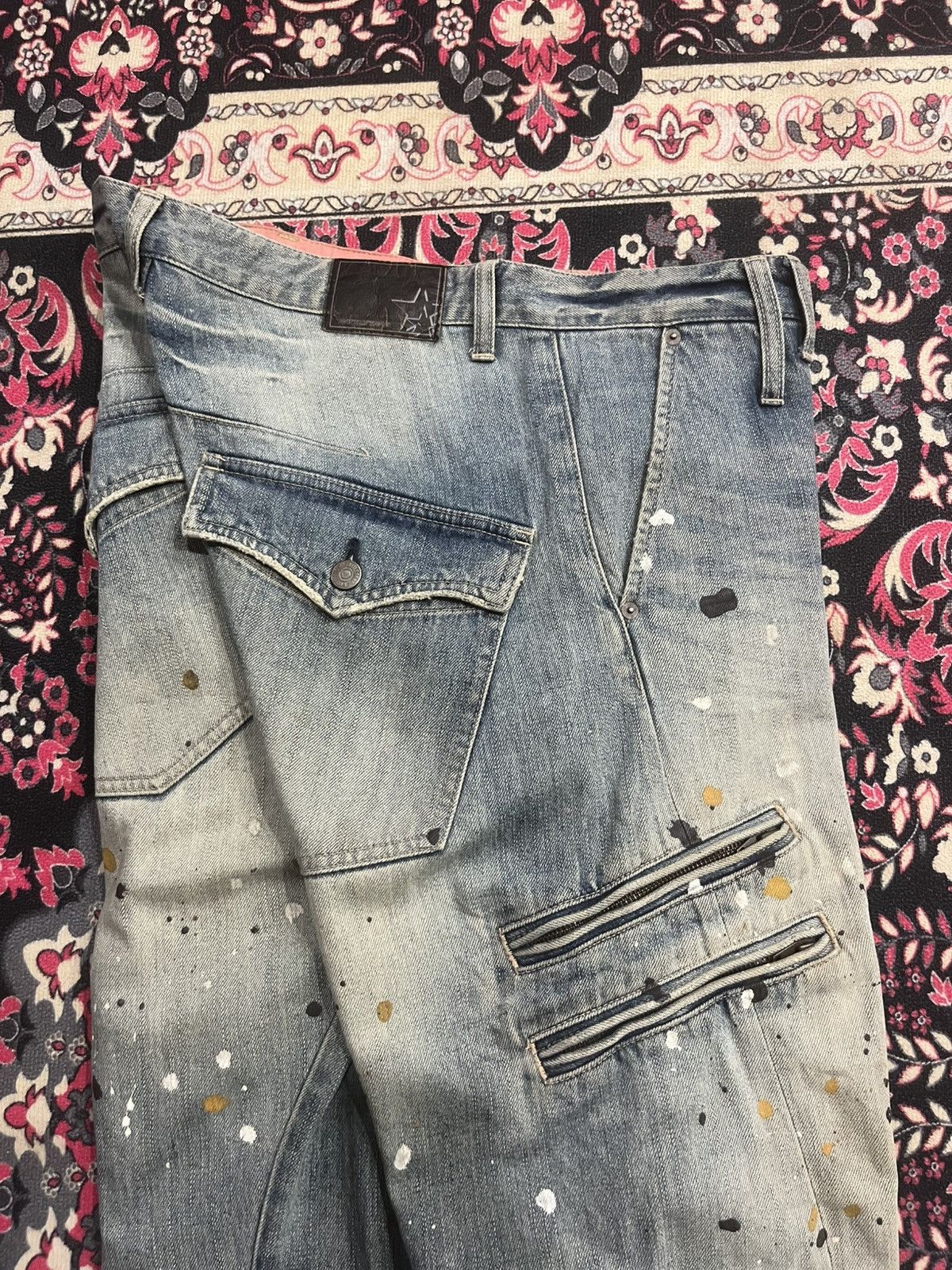 Le Grande Bleu (L.G.B.) Rattle Trap Paint Splattered Multizipper Distressed Jeans Size US 34 / EU 50 - 5 Thumbnail