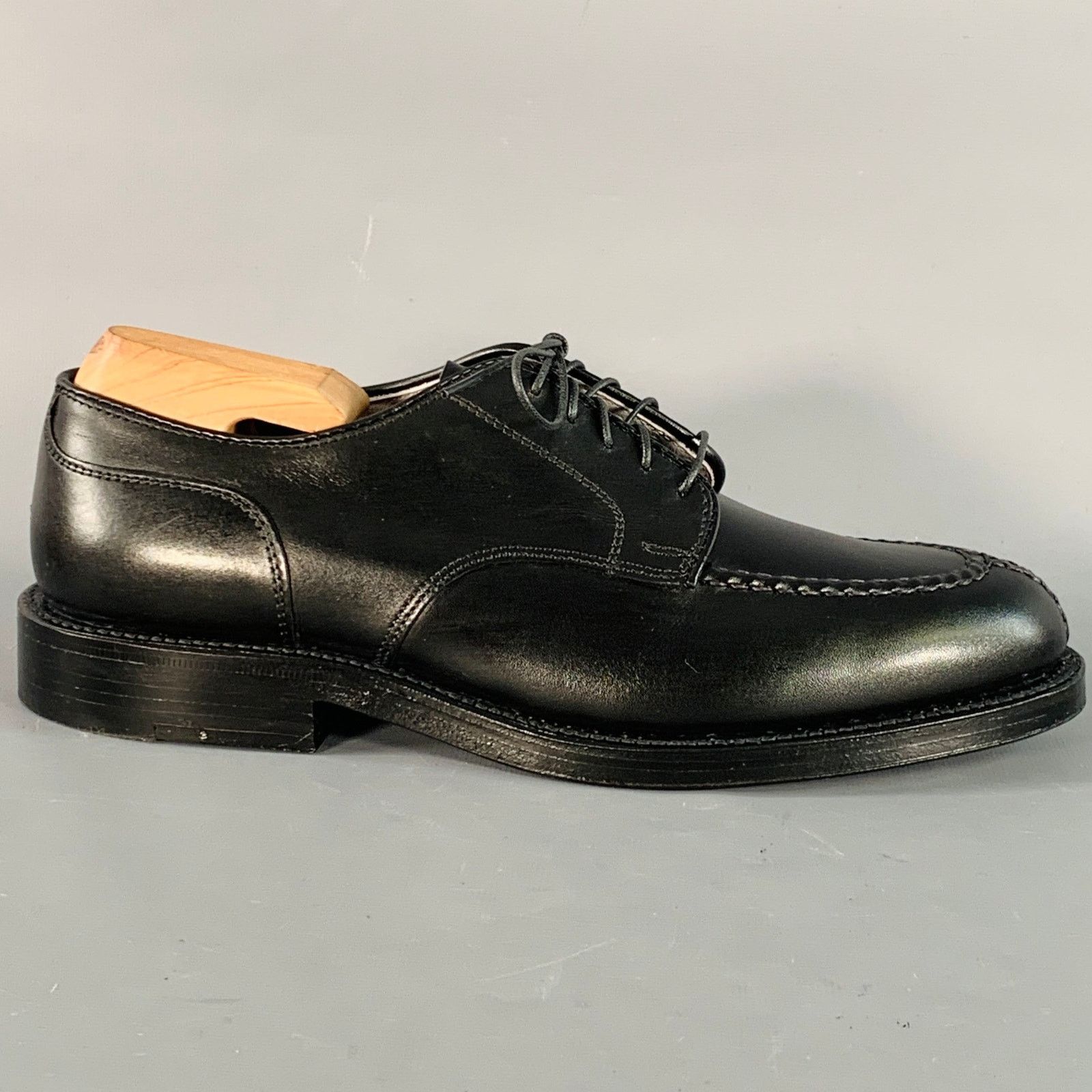 Alden Norwegian HS Blucher Black Calfskin Leather Split Toe Derby Size US 7 / EU 40 - 2 Thumbnail