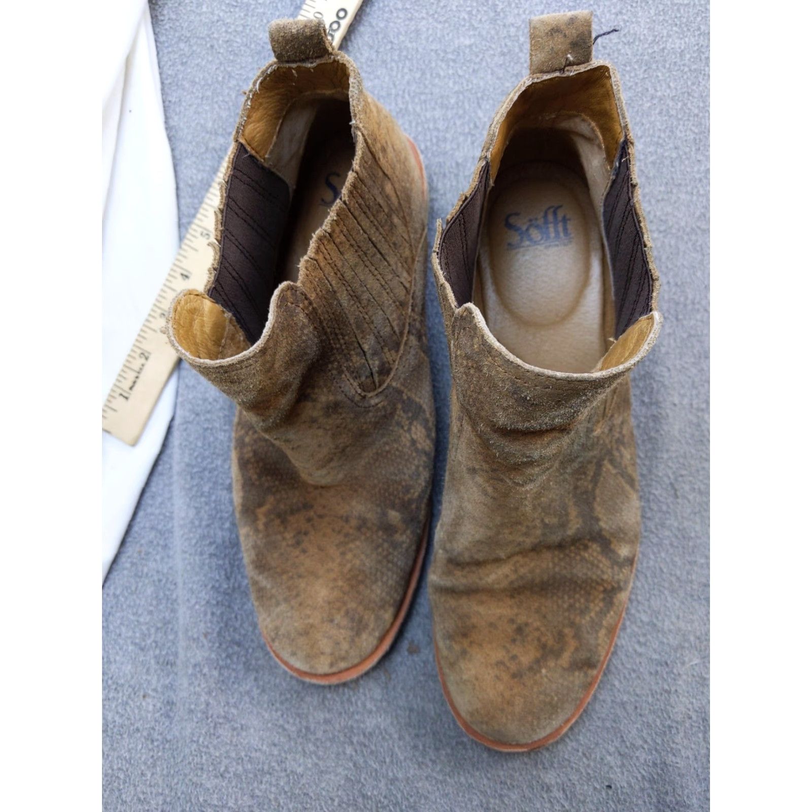 Vintage Sofft Boots Womens Chelsea Ankle Waterproof Leather Brown Animal Print 10M Shoes (Casual) Mens? Girls? Wait. Size US 10 / IT 40 - 2 Thumbnail