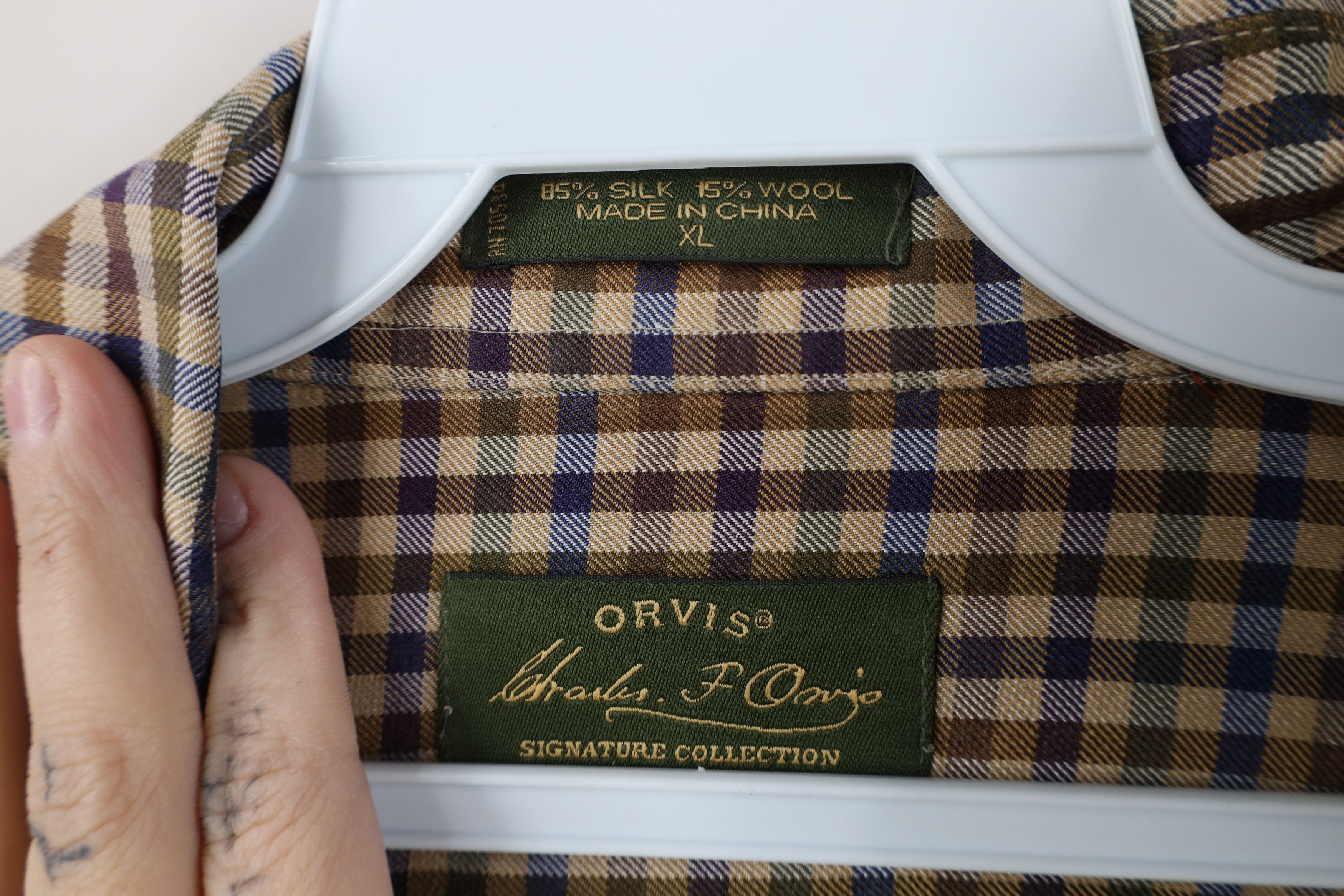 Orvis Vintage Orvis Silk Wool Blend Collared Button Shirt Plaid Size US XL / EU 56 / 4 - 9 Thumbnail