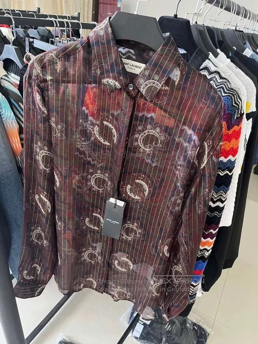 Saint Laurent Paris Saint Laurent Gold Thread Silk Shirt. Size S / US 4 / IT 40 - 1 Thumbnail