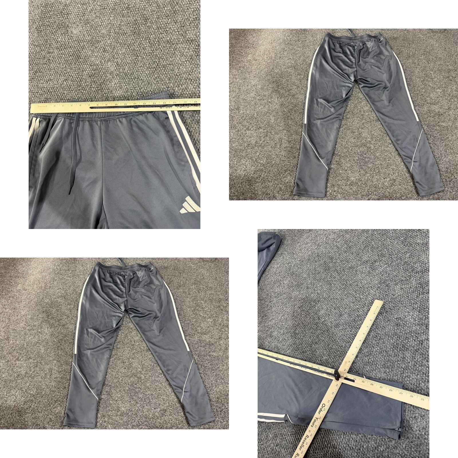 Adidas Adidas Track Pants Mens L Gray Knit Three Stripes Tapered Athletic Soccer Gym Training Running Jogging Pants Size US 33 - 8 Thumbnail