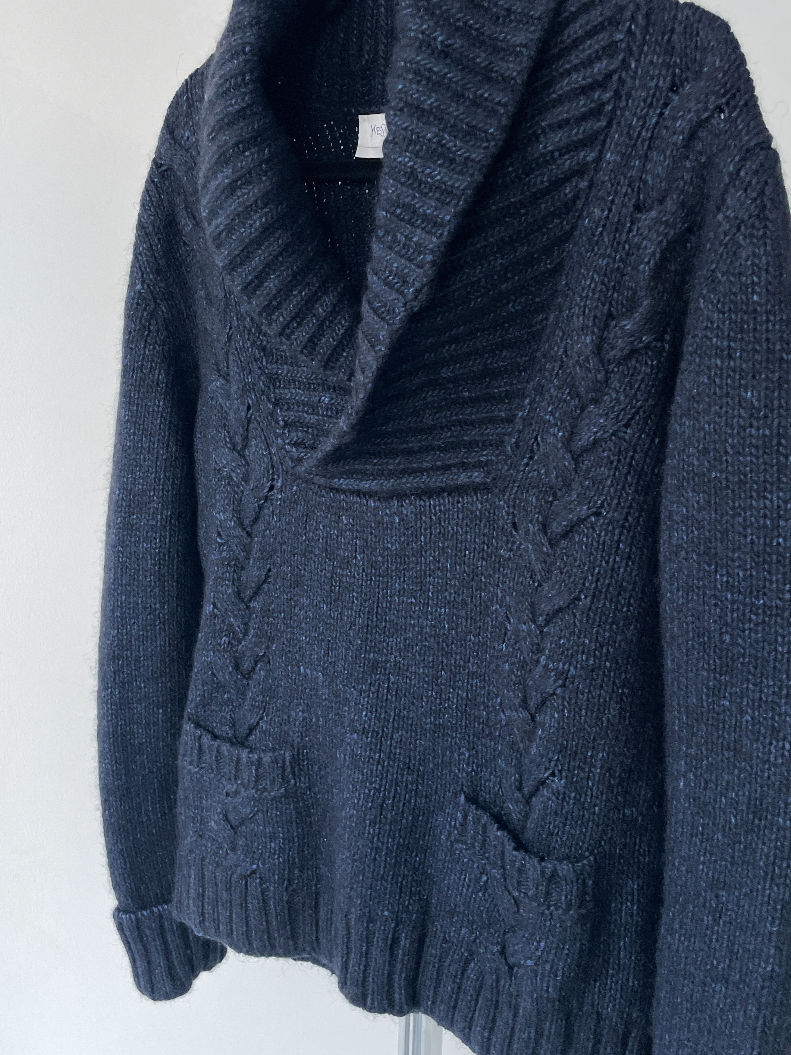 Yves Saint Laurent navy wool shawlneck sweater Size US M / EU 48-50 / 2 - 4 Thumbnail