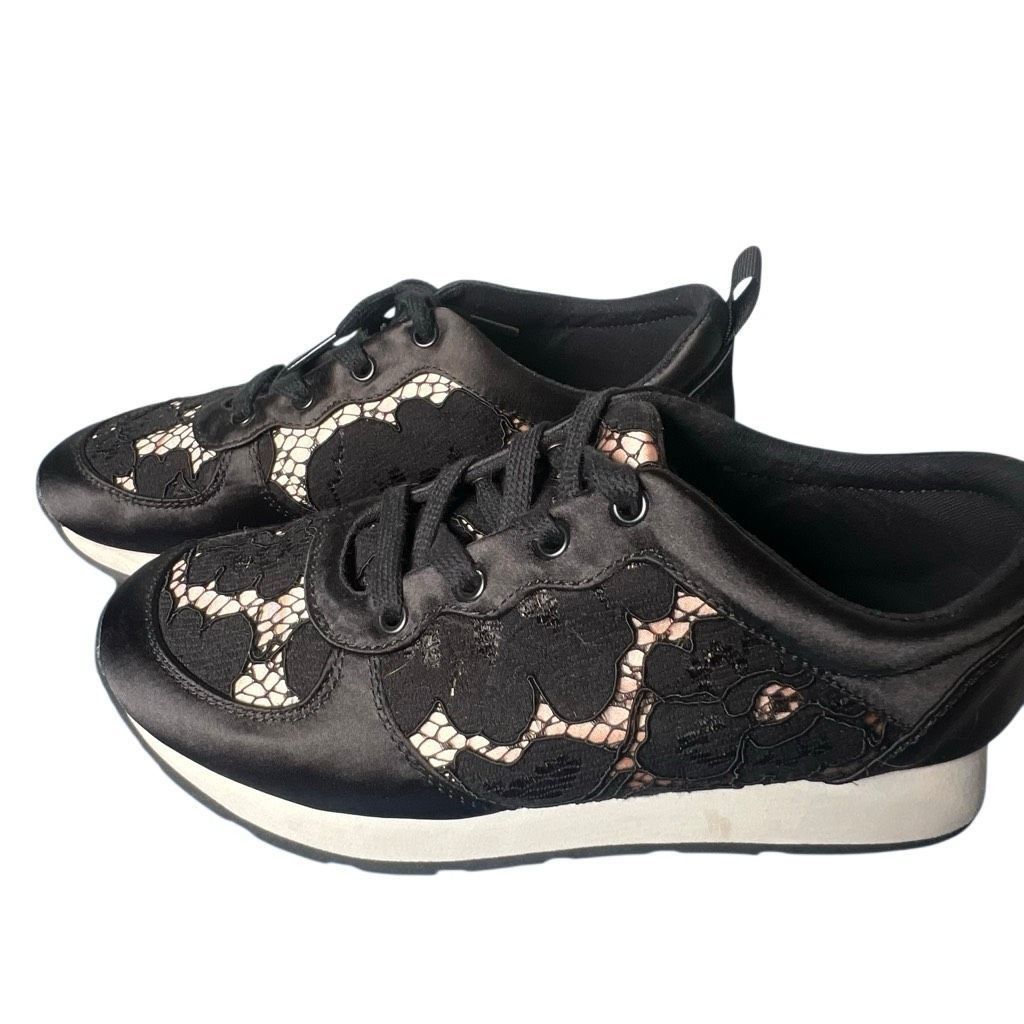 Zara Zara Basic Black Lace Satin Sneakers Size 37 6.5 Size US 7 / IT 37 - 11 Thumbnail