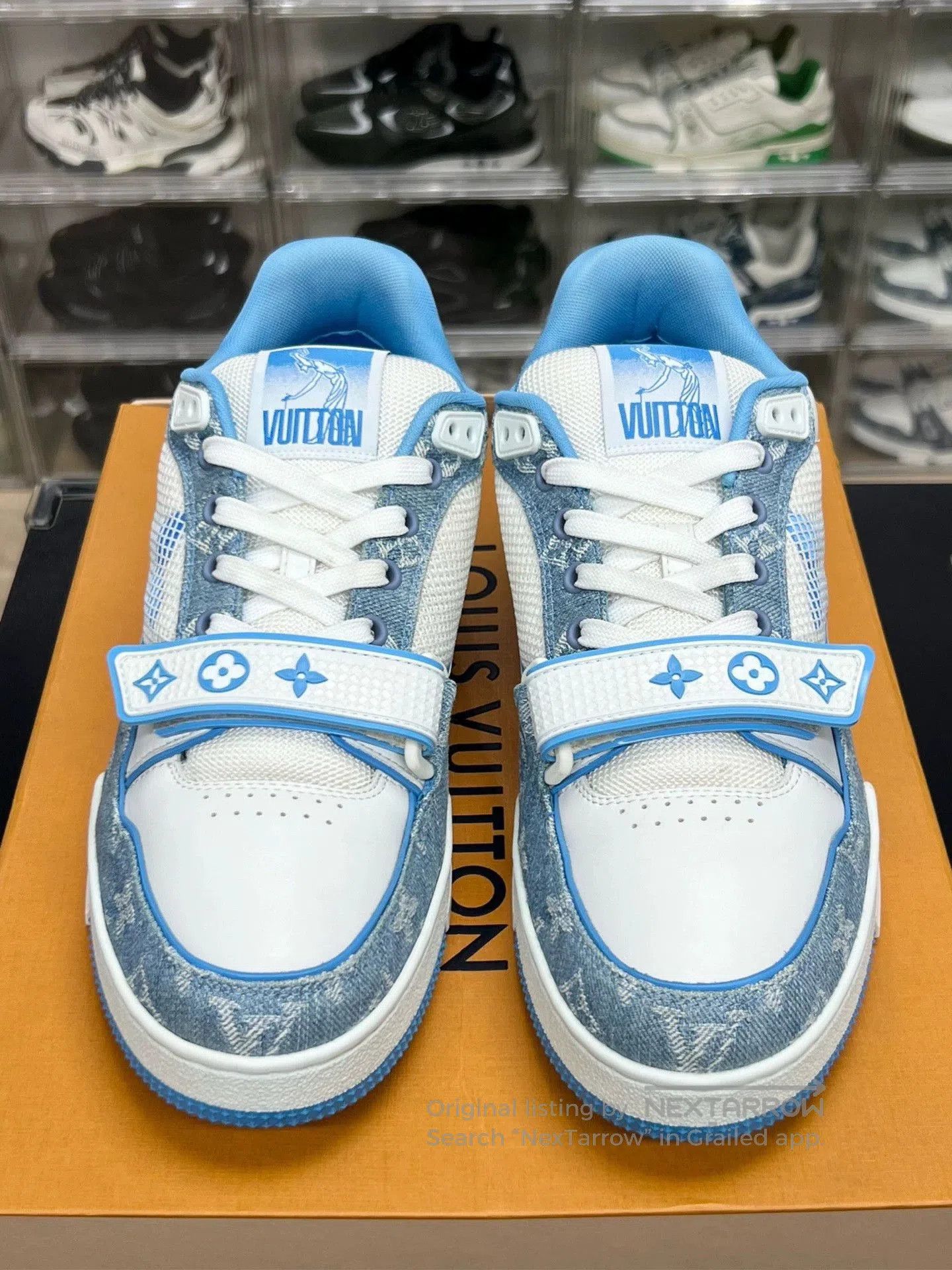 Louis Vuitton lv trainer white blue sneakers UK7.5. Size US 8 / EU 41 - 2 Thumbnail