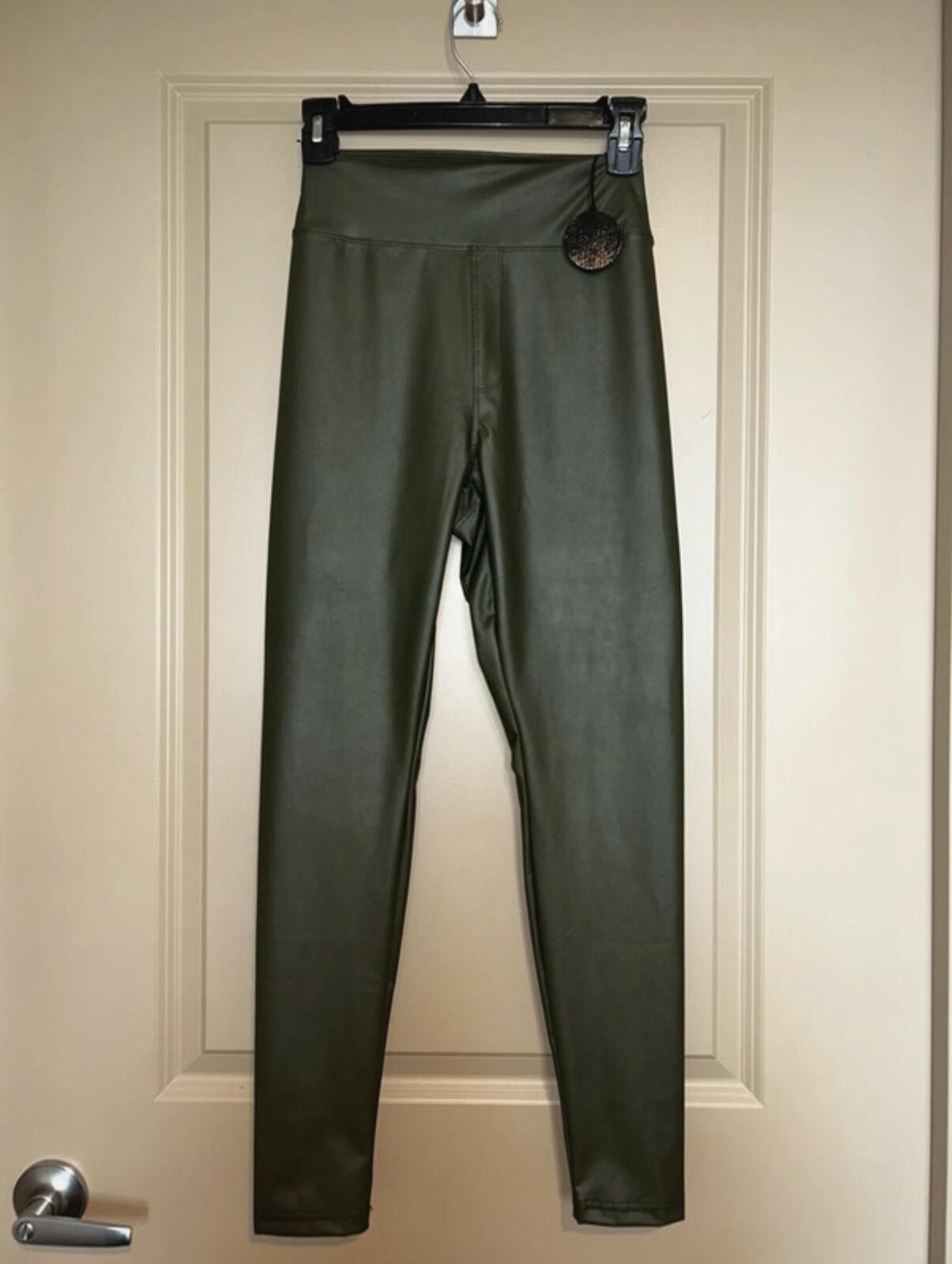 Other Aerie OFFLINE Real Luxe Olive Faux Leather Leggings NWT Size 32" / US 10 / IT 46 - 2 Thumbnail