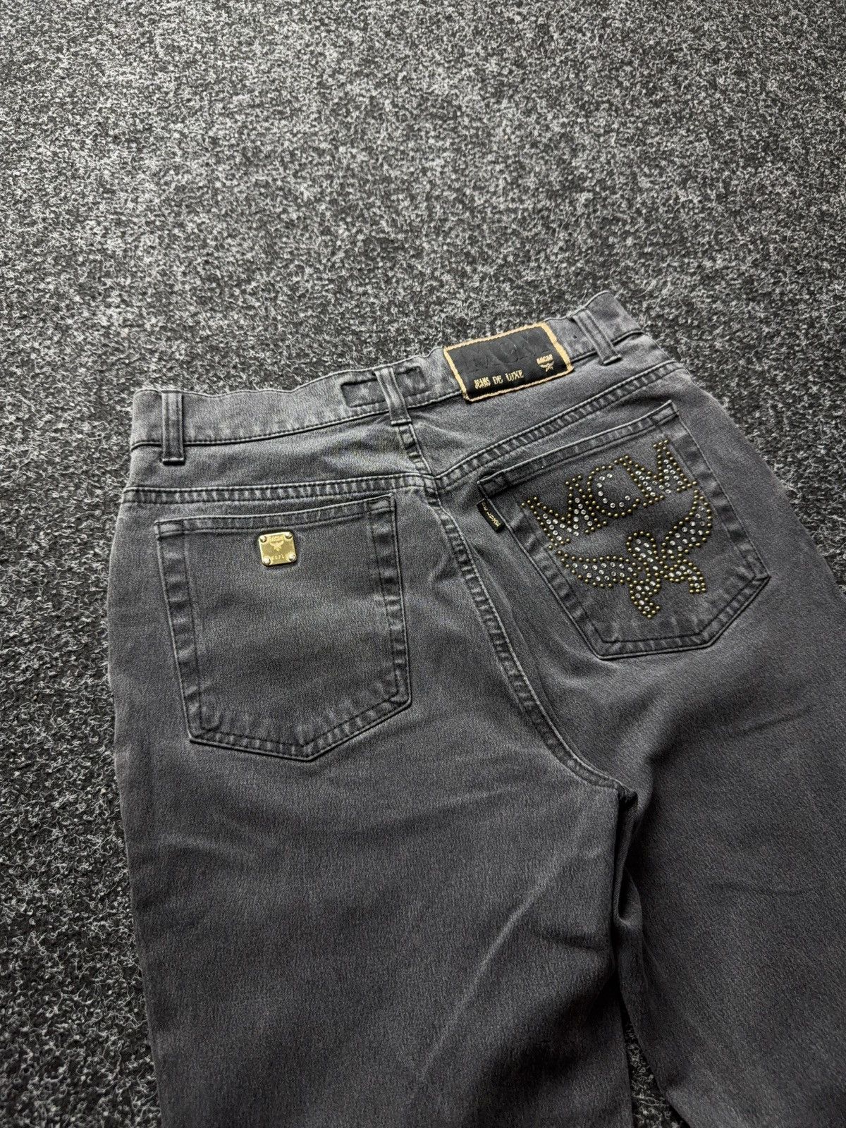MCM Luxury MCM Jeans Studded Logo Pants Black Y2K Straight W29 Size 29" - 16 Thumbnail