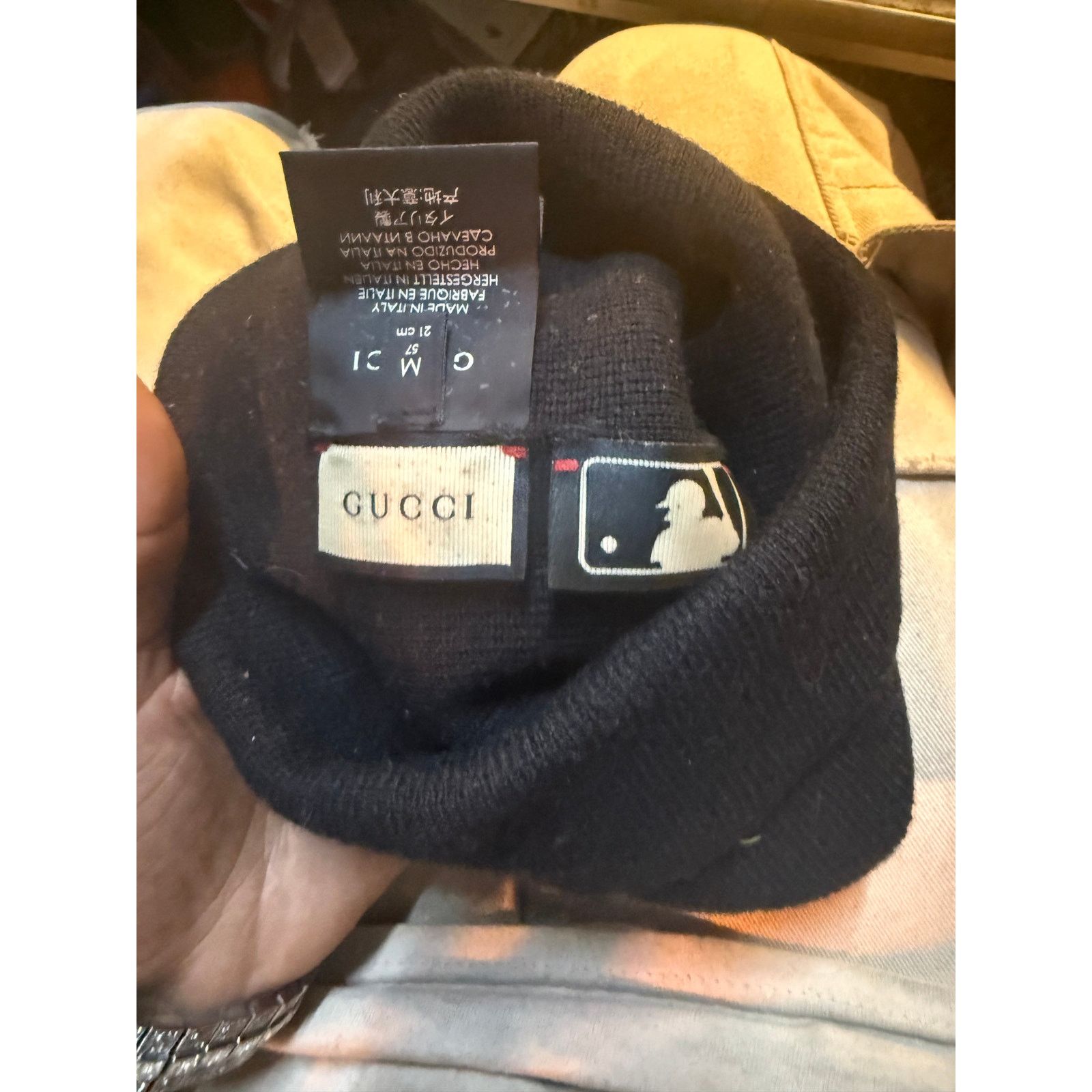 Gucci GUCCI x NY New York Yankees Black Flowers Wool Beanie Hat Size ONE SIZE - 4 Thumbnail