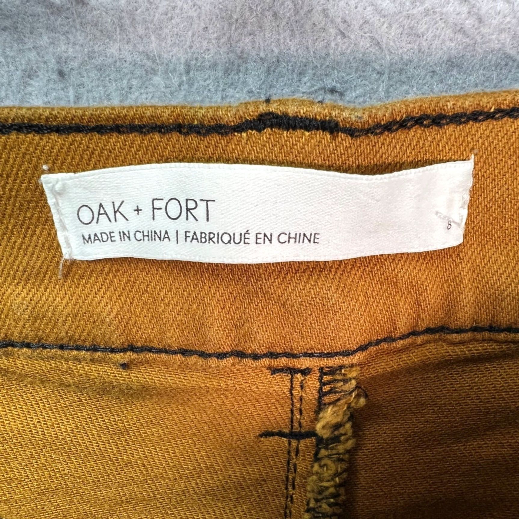 Oak + Fort Oak + Fort Pants Women Adult 8 High-Waisted Cotton Blend Straight Leg Black Mustard 31in Inseam Chino 2-Tone Vintage/98s? Size 30" / US 8 / IT 44 - 3 Thumbnail
