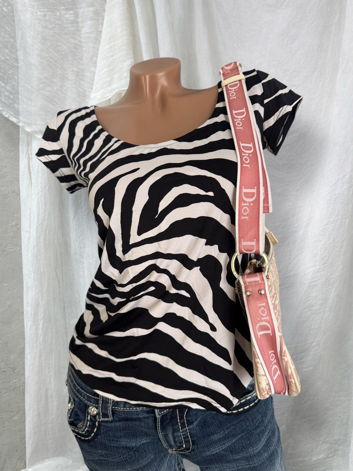 D&G Dolce & Gabbana Vintage Zebra Print Y2K T-Shirt