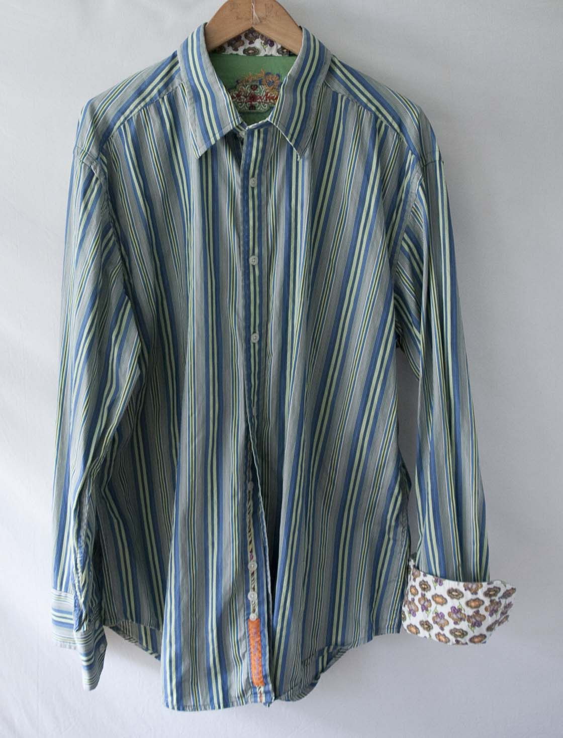 Robert Graham Robert Graham Shirt Stripe Blue / Green Size 2XL Size US XXL / EU 58 / 5 - 1 Thumbnail