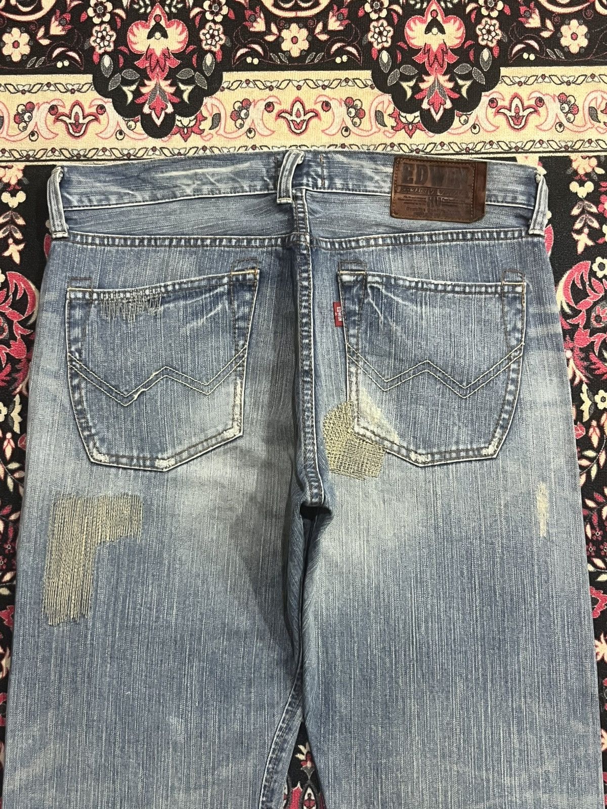 Kapital Vintage Japanese Brand Edwin XVS Patchwork Sashiko Blue Jean Size US 34 / EU 50 - 7 Thumbnail