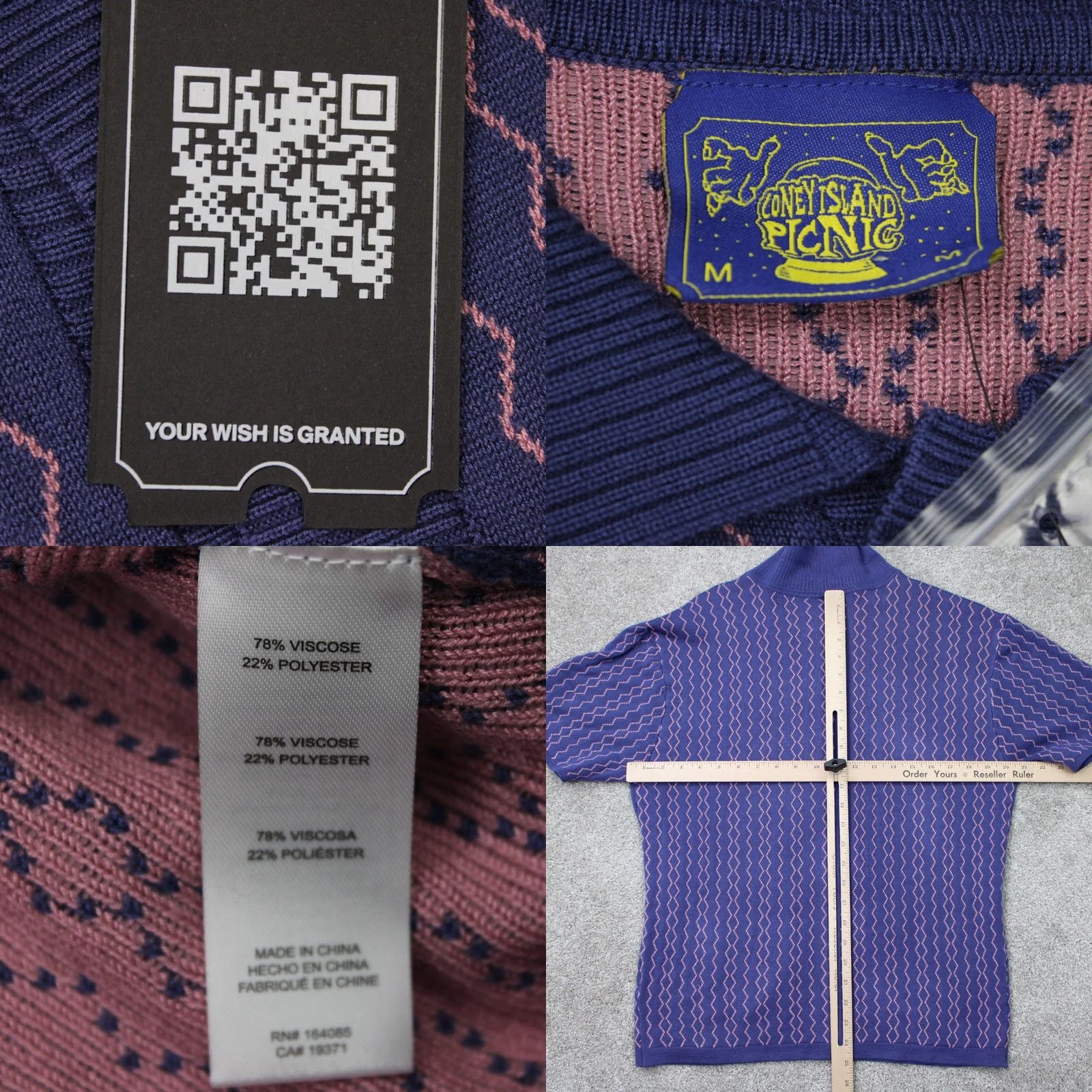 Vintage Coney Island Picnic Shirt Mens Medium Purple/Pink Knit Button-Up Short Sleeve Geometric Vintage? No (remove) Size US M / EU 48-50 / 2 - 8 Thumbnail
