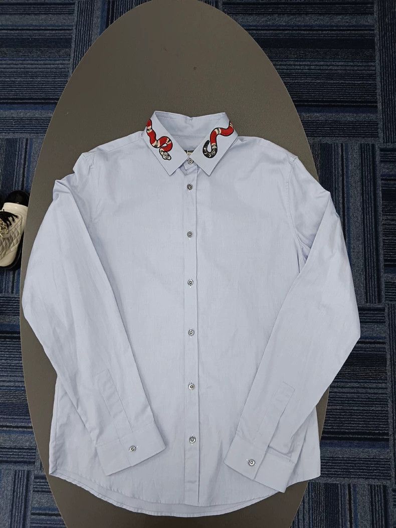 Gucci Gucci Size 15+ Red snake pattern collar shirt 2504-Nextarr