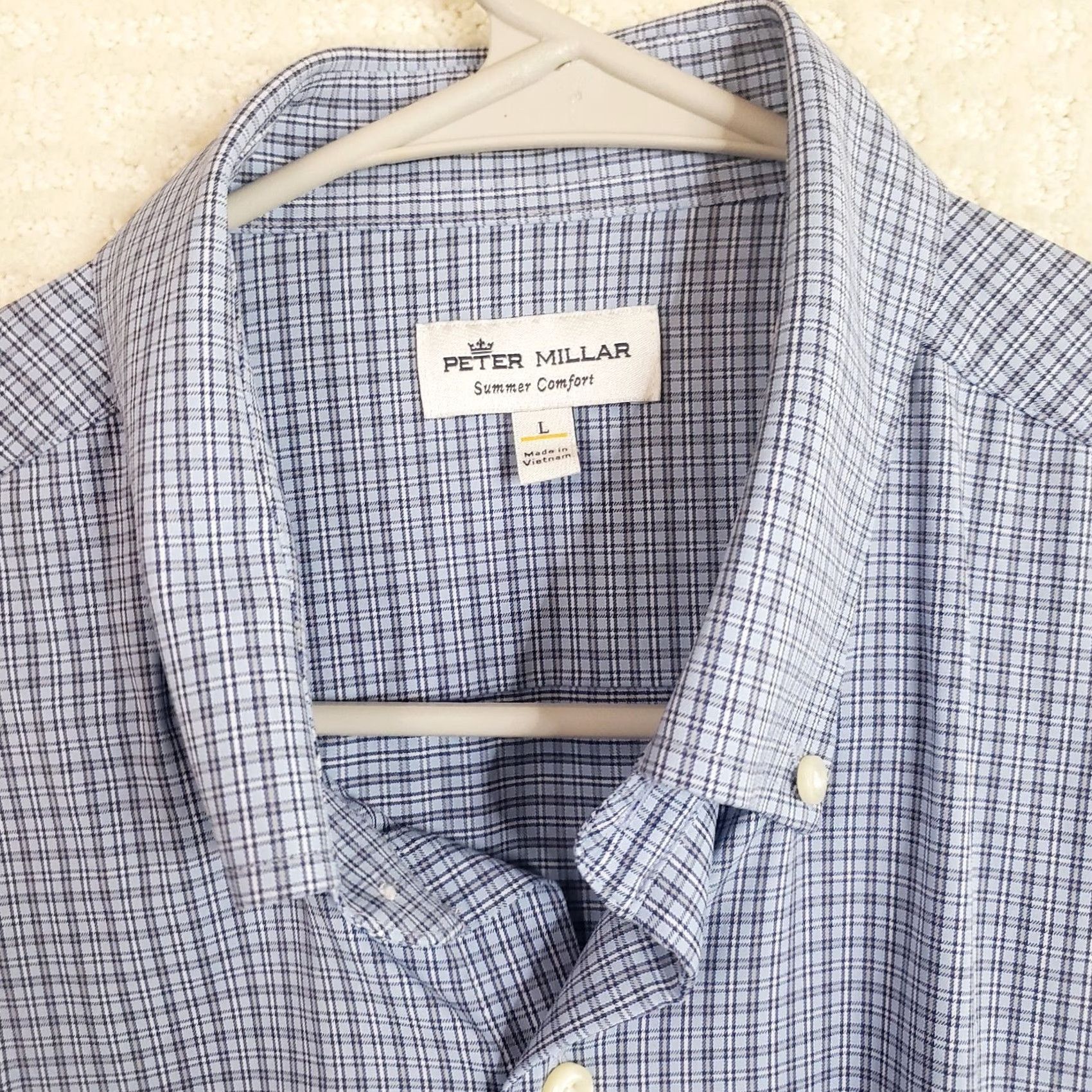Peter Millar Peter Millar Summer Comfort Shirt Men's L Blue Plaid Shirt Button-Up Casual Workwear Button Front Size US L / EU 52-54 / 3 - 4 Thumbnail