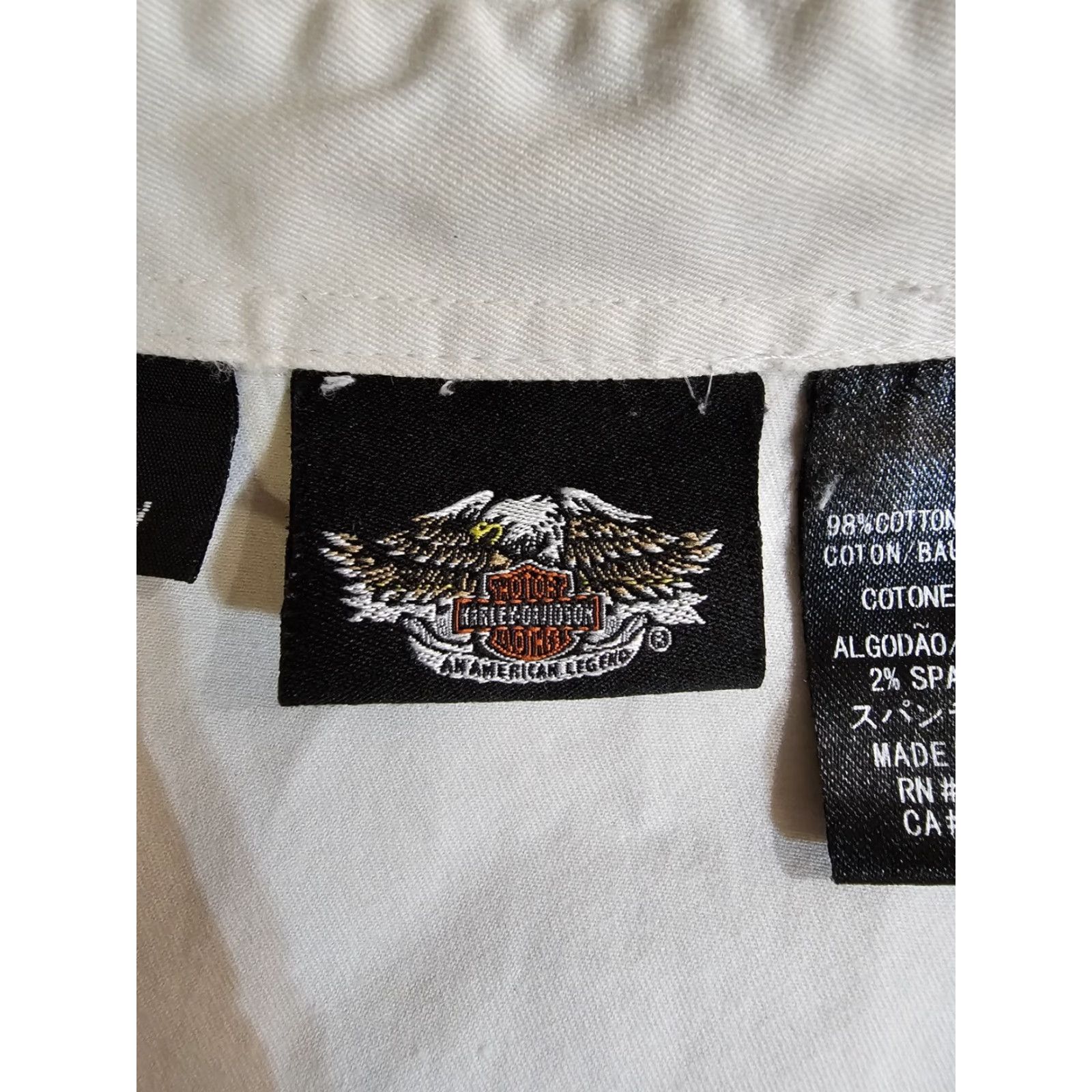 Harley Davidson Harley Davidson HD Embellished White Short Sleeve Full Zip Shirt Women's 3W Rhinestones Size XS / US 0-2 / IT 36-38 - 6 Thumbnail