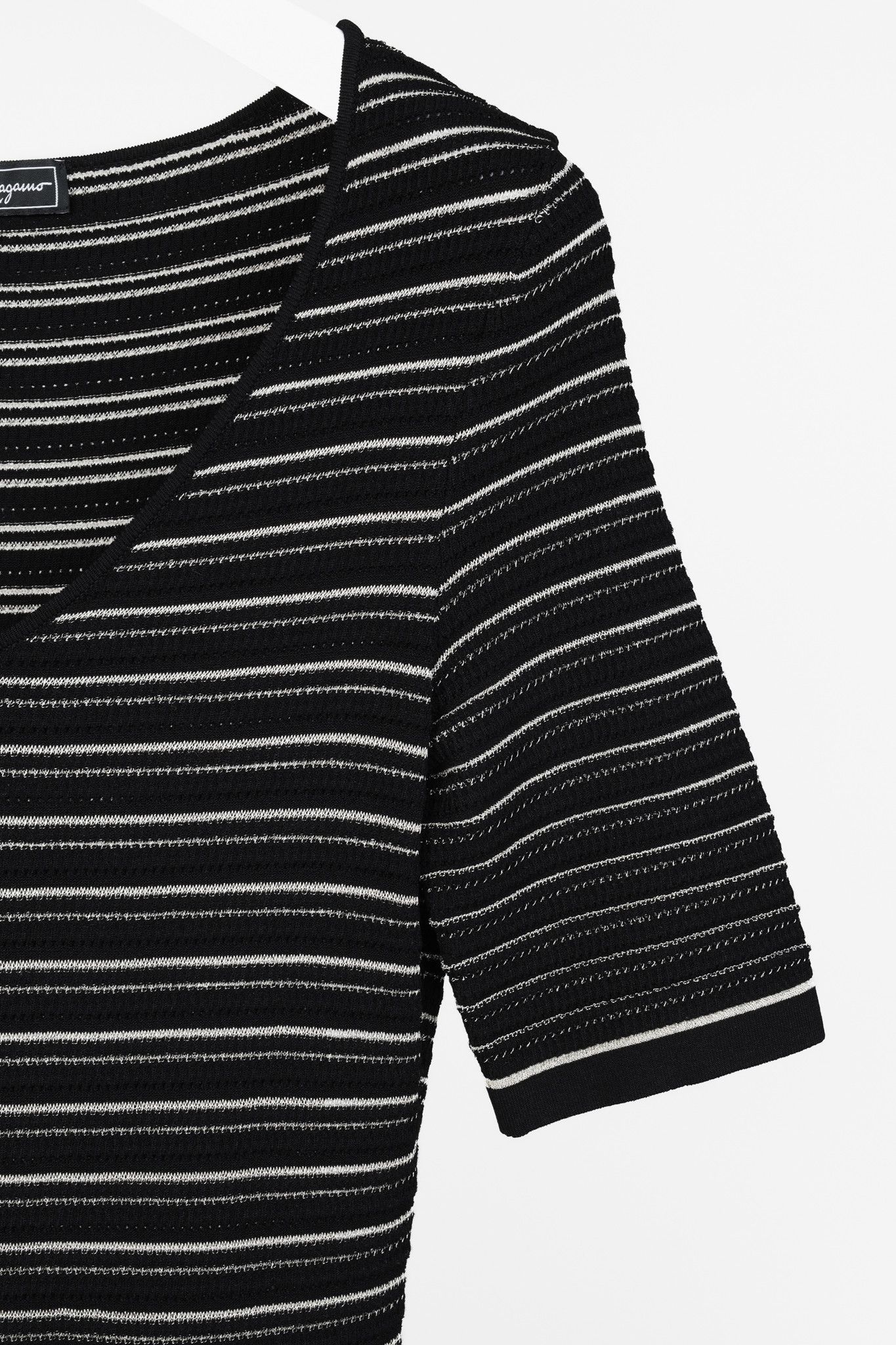 Salvatore Ferragamo Salvatore Ferragamo Black & White Metallic-Striped Dress Size S / US 4 / IT 40 - 5 Thumbnail
