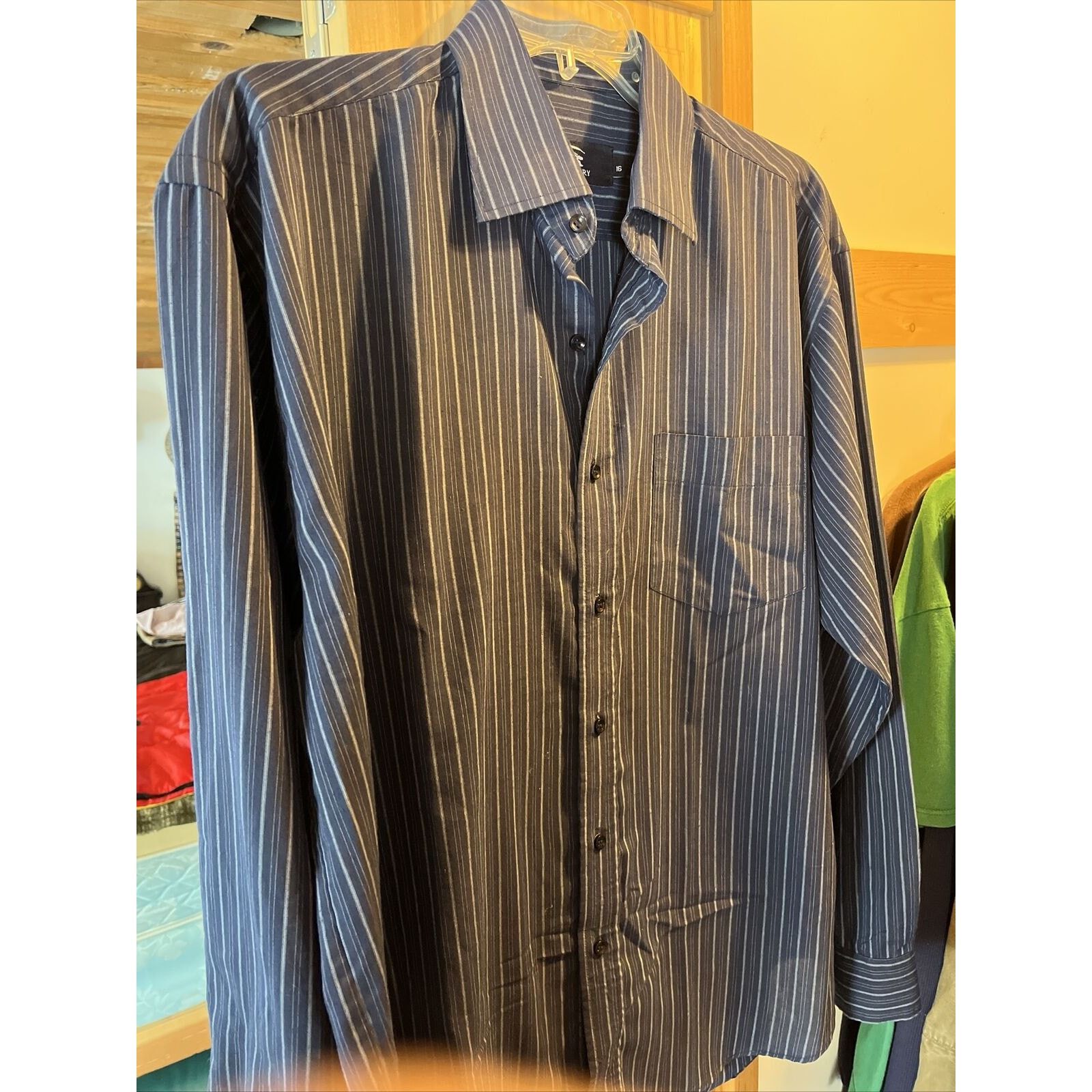 Burberry Burberry London Men’s 16 Blue Striped LS Button Cotton Shirt Size US L / EU 52-54 / 3 - 2 Thumbnail
