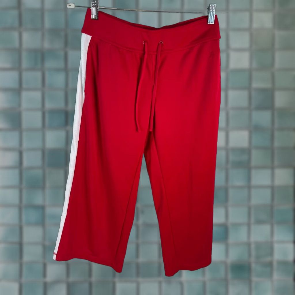 Vintage Danskin Now Womens Capri Pants Red Striped Drawstring Size S Regular Pre-owned 4-6 Size 28" / US 6 / IT 42 - 1 Thumbnail