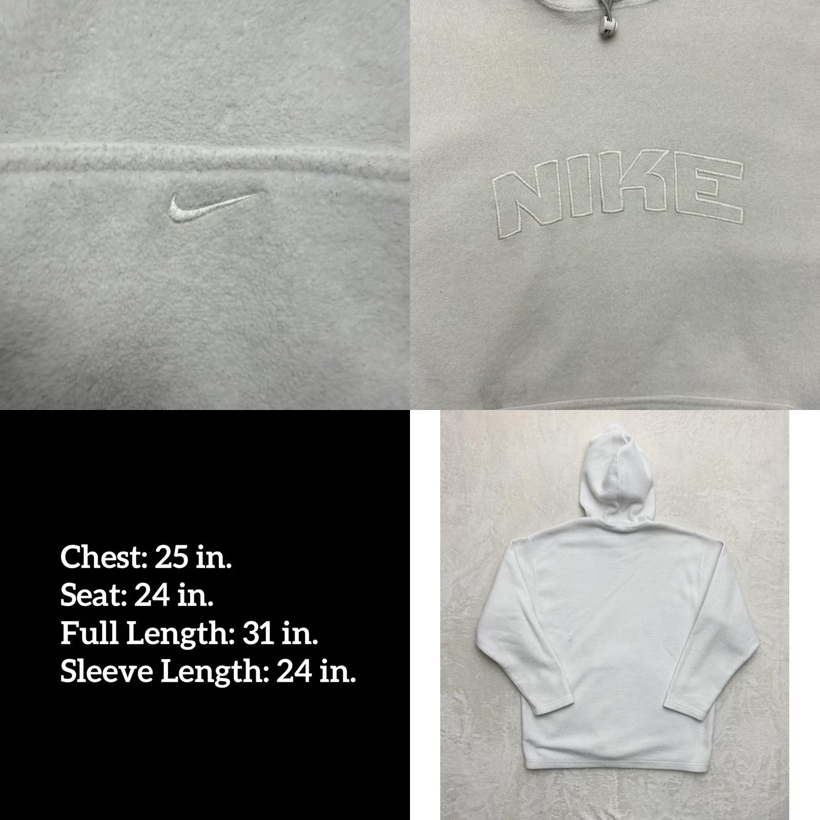 Nike Nike Hoodie Sweatshirt Mens Large White Pullover Fleece Logo Embroidered Swoosh Pockets Sports Shirt Size US L / EU 52-54 / 3 - 8 Thumbnail