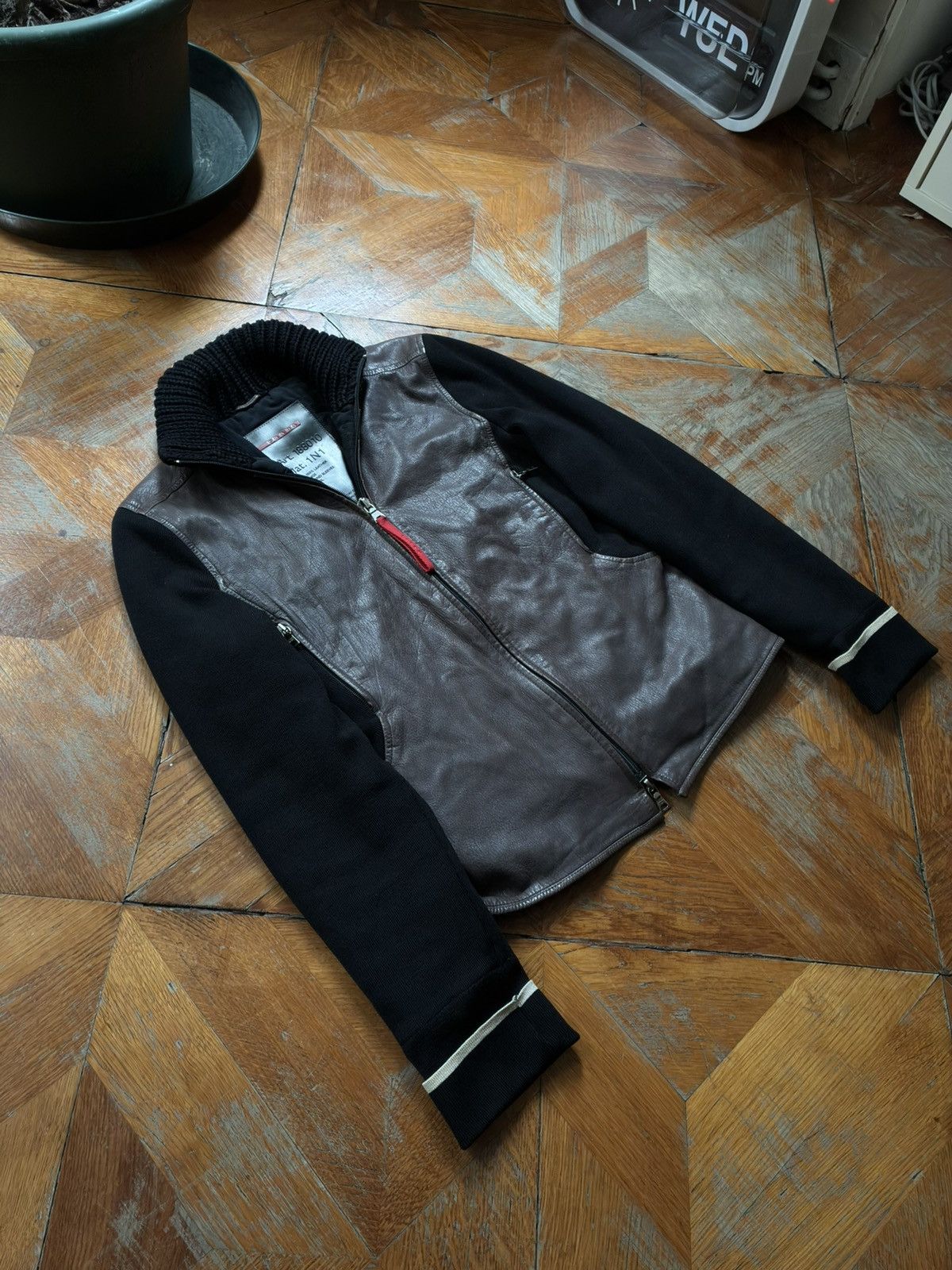 Prada 2000s Prada Milano Leather/Wool hybrid biker jacket Size US S / EU 44-46 / 1 - 3 Thumbnail