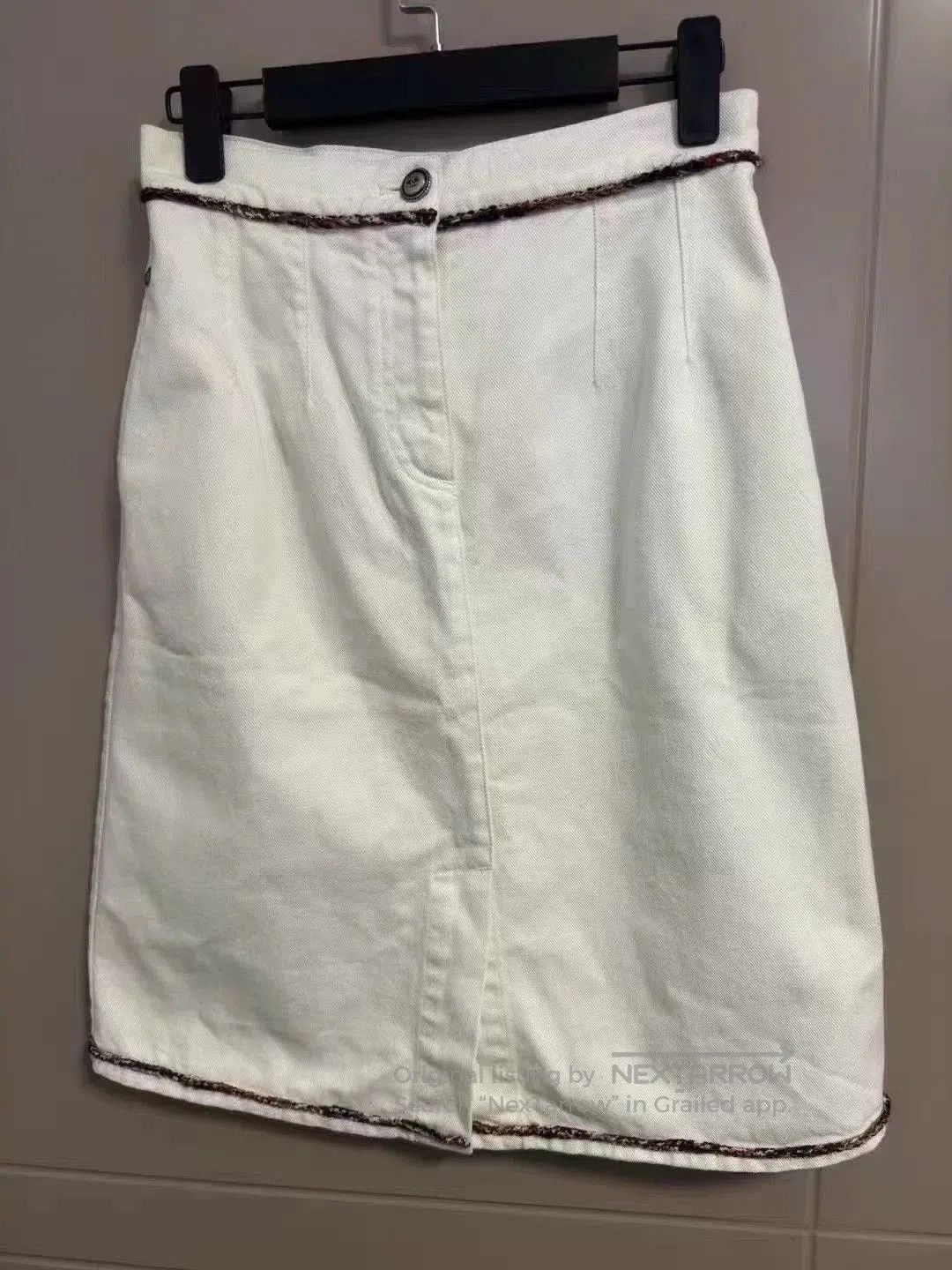 Chanel Chanel White Denim Skirt. Size 37" - 1 Thumbnail