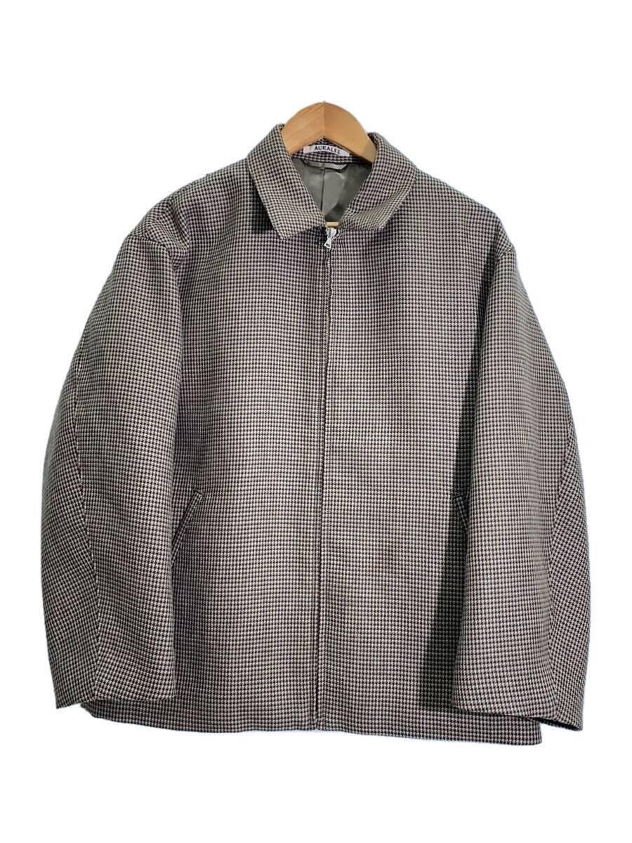 Auralee Brown Wool Double Face Check Zip Blouson | Grailed