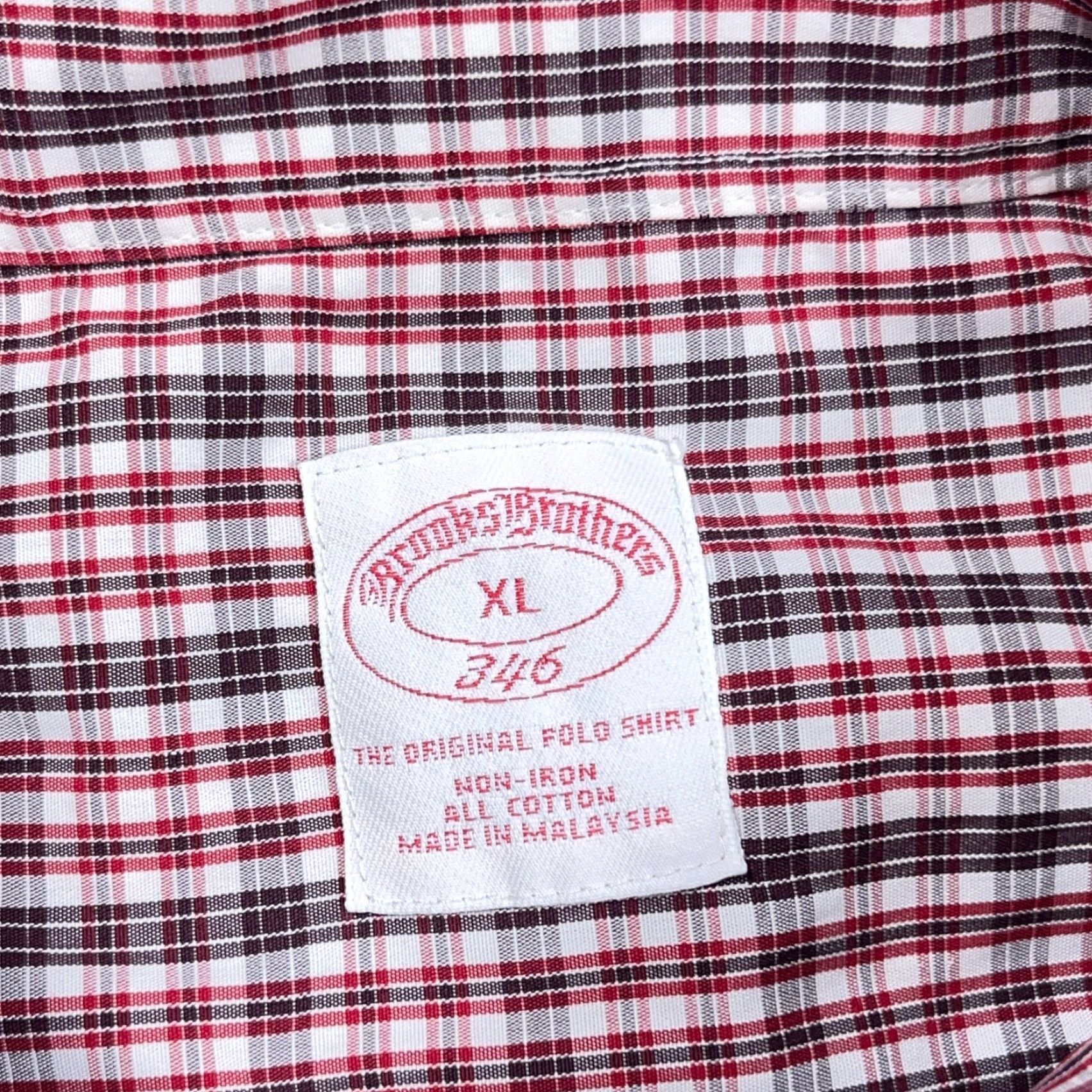 Brooks Brothers Brooks Brothers Shirt Men XL Red Plaid Button-Up Poplin Pocket Dress 346 Adult Regular Button-Down Collared Casual Fashion Men Size 46R - 4 Thumbnail