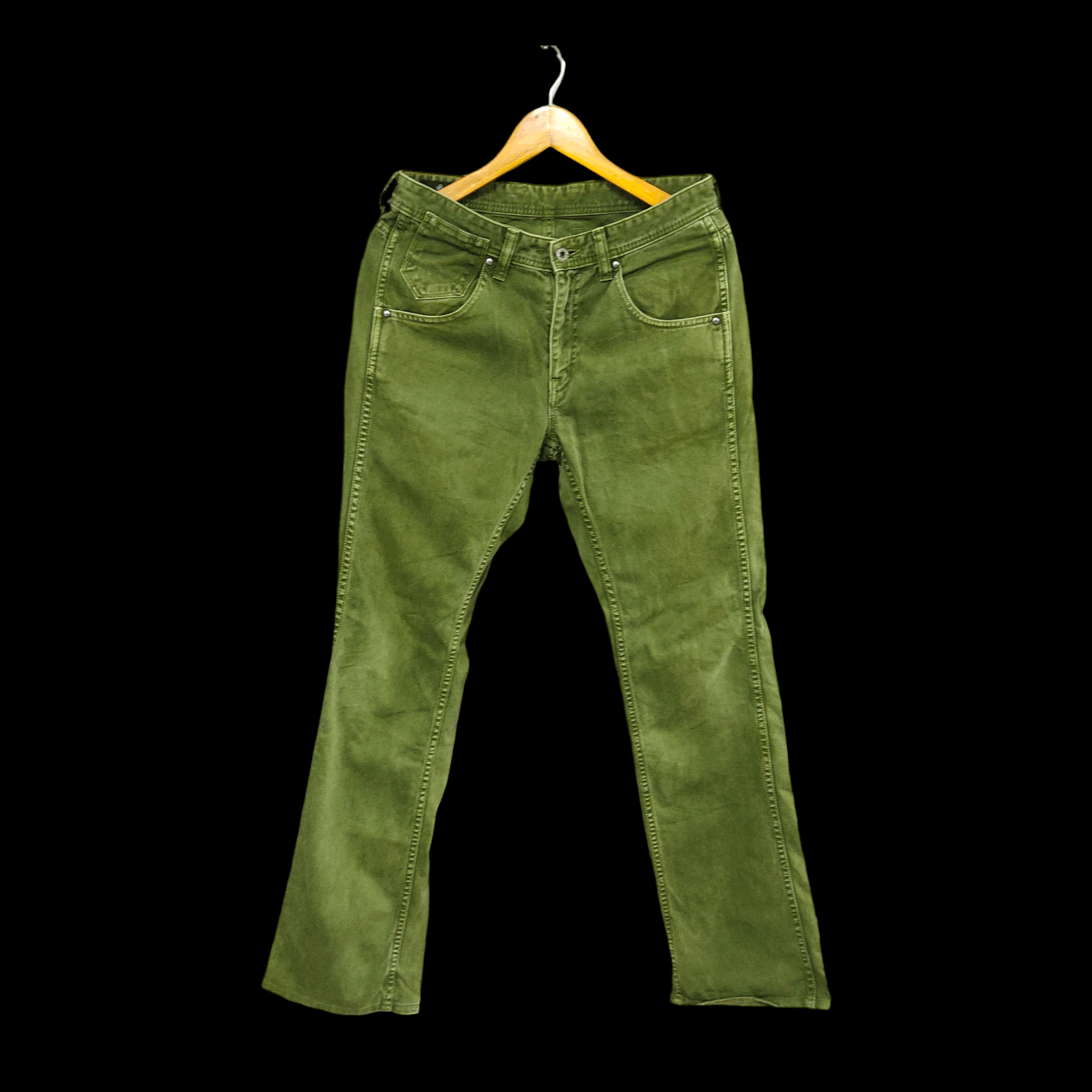 Japanese Brand × Johnbull Vintage John Bull Olive Green Biker Jeans Pants Size US 31 - 2 Thumbnail