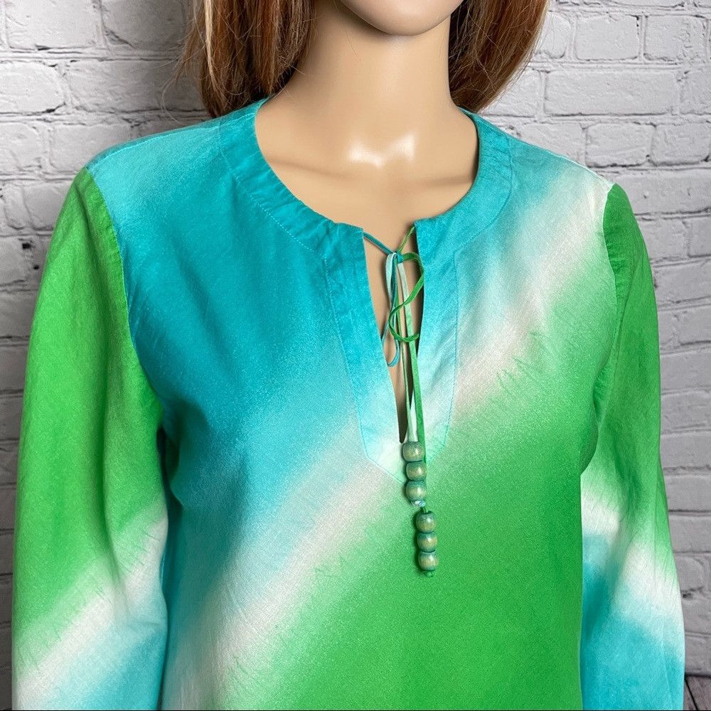 Jones New York Jones New York Cotton Tie Dye Tunic Blue Green Blouse Size Size M / US 6-8 / IT 42-44 - 6 Thumbnail