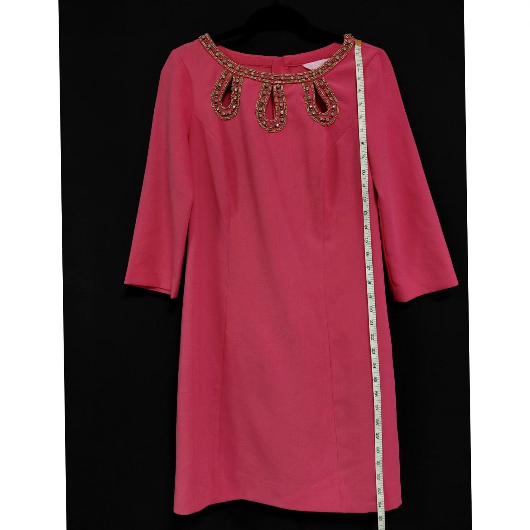 Lilly Pulitzer Lilly Pulitzer Pink Dress Embellished Solid 3/4 Sleeve Knee Length Women Size 6 Size M / US 6-8 / IT 42-44 - 7 Thumbnail