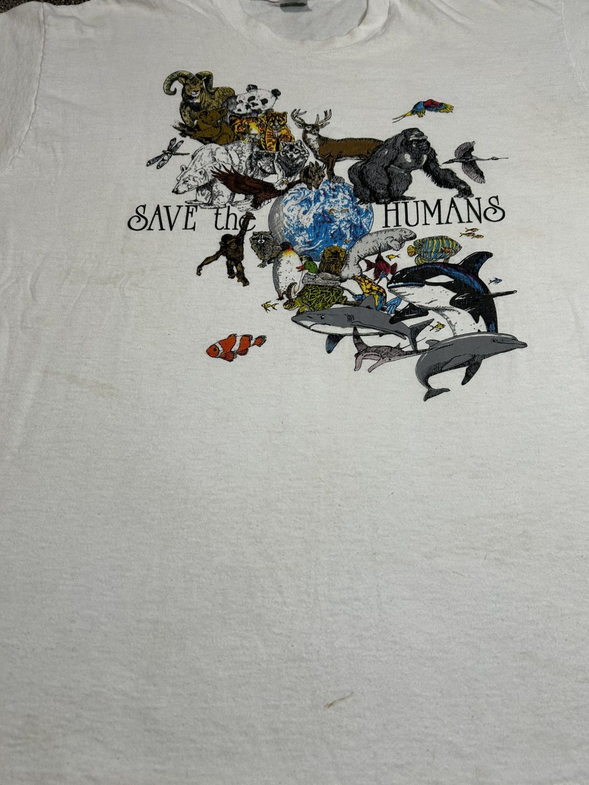 Fruit Of The Loom Vintage 90’s nature Save The Humans single stich XL Size US XL / EU 56 / 4 - 2 Thumbnail