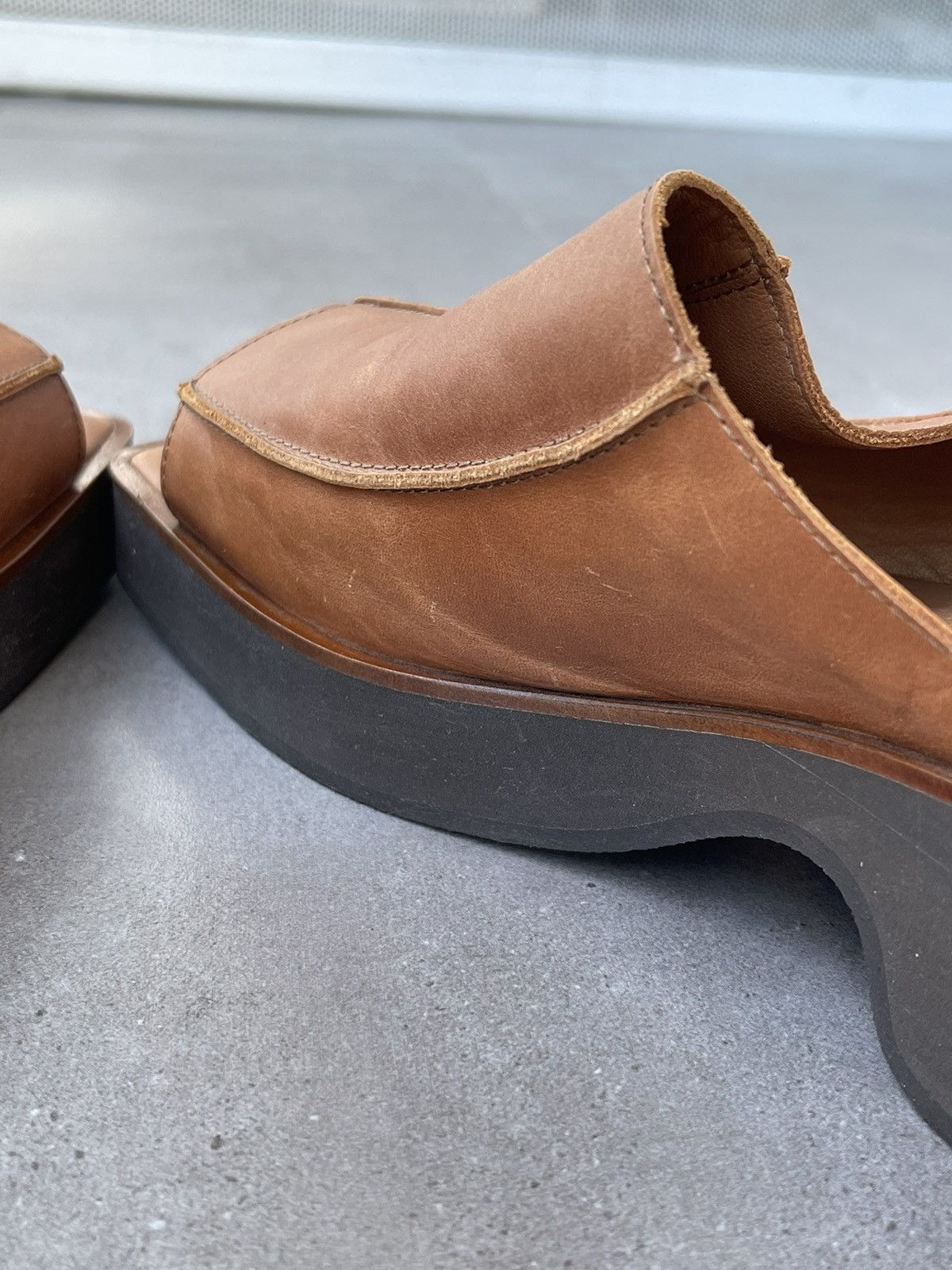 Eckhaus Latta !DS! SS23 Eckhaus Latta Tan Leather Men Slide M Size US 9 / EU 42 - 11 Thumbnail