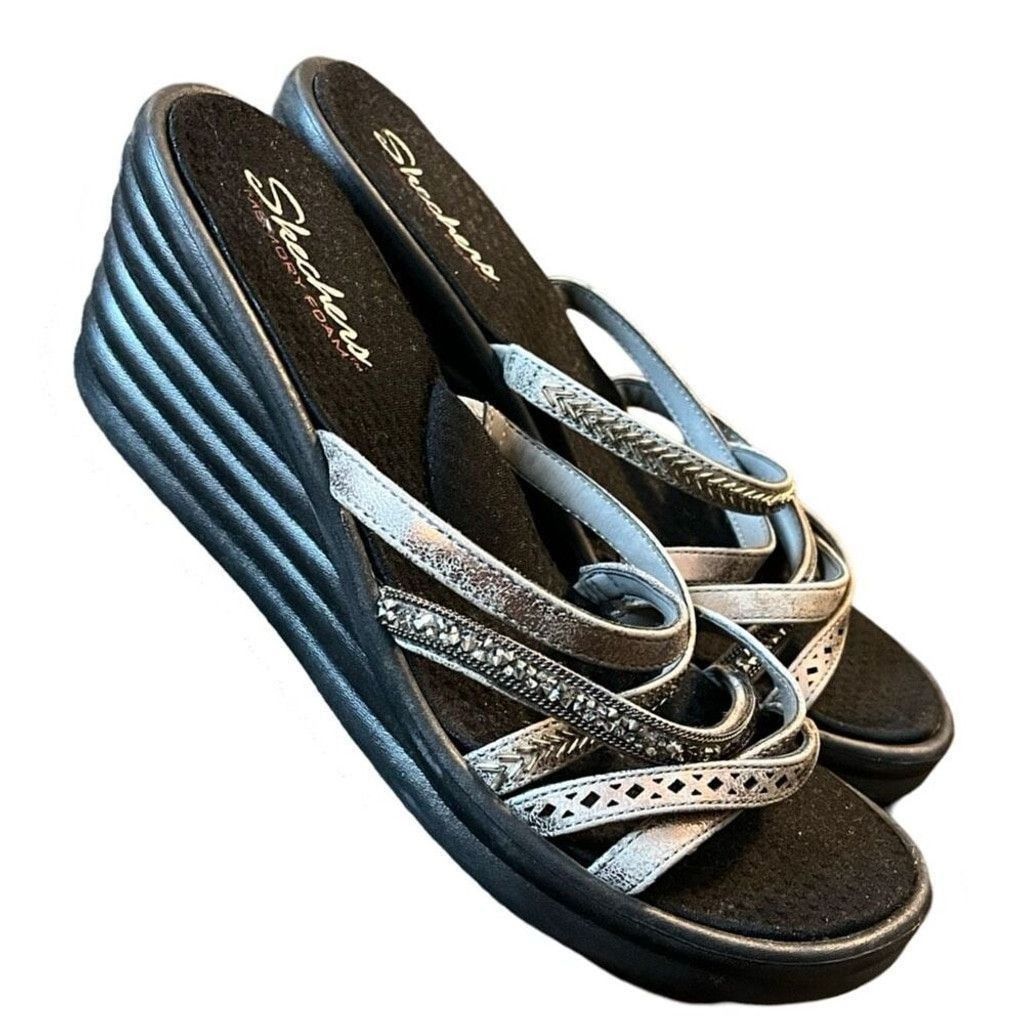 SKECHERS Skechers Cali Memory Foam Strappy Wedge Sandals Sz 9 Size US 9 / IT 39 - 9 Thumbnail
