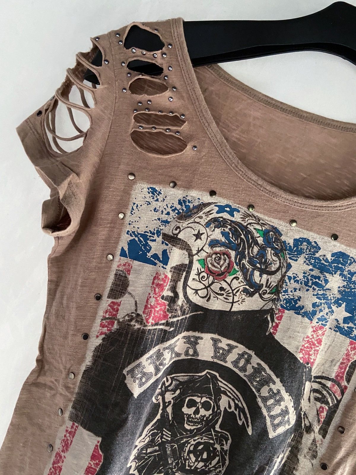 SEXY PUNK WOMAN DEVIL SKULL LET FREEDOM RIDE TEE