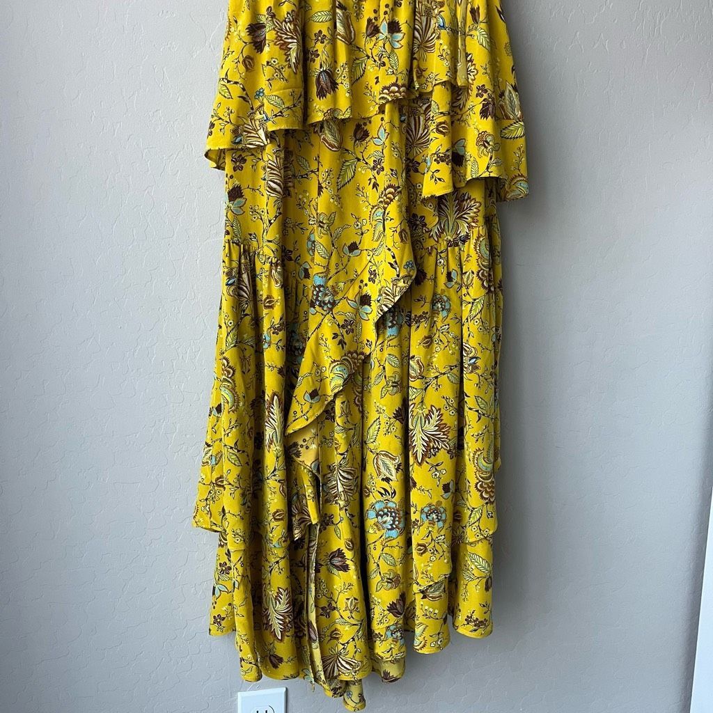 Ulla Johnson Ulla Johnson Dress Silk Floral Josanna Yellow Cut Out Midi G Size M / US 6-8 / IT 42-44 - 4 Thumbnail