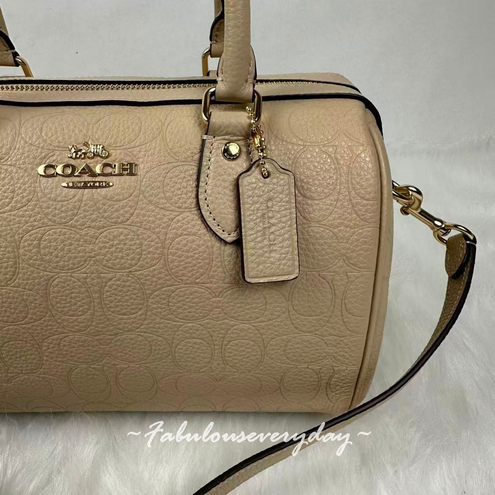 Coach Coach Rowan Satchel Bag Crossbody Signature Leather/Gold/Oat Size ONE SIZE - 4 Thumbnail